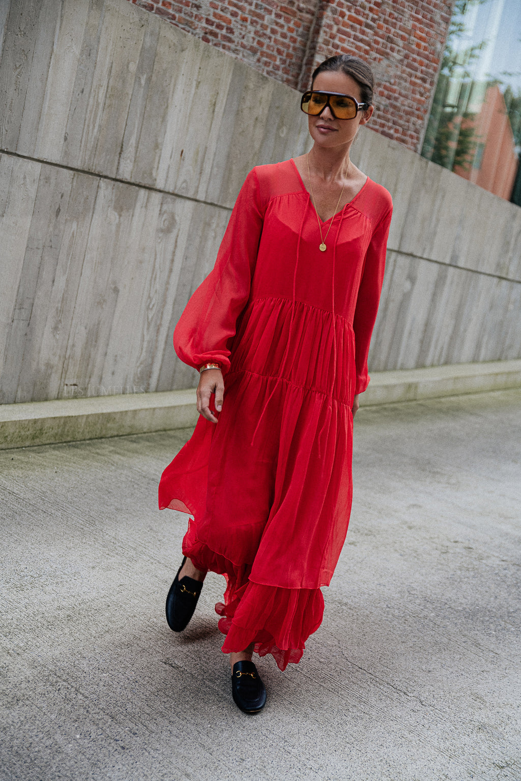 VIKale L/S Maxikleid Mohnrot