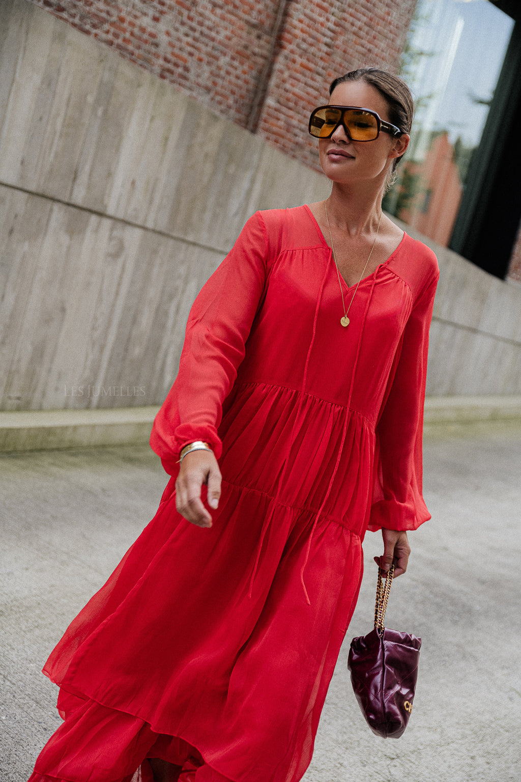 VIKale L/S Maxikleid Mohnrot
