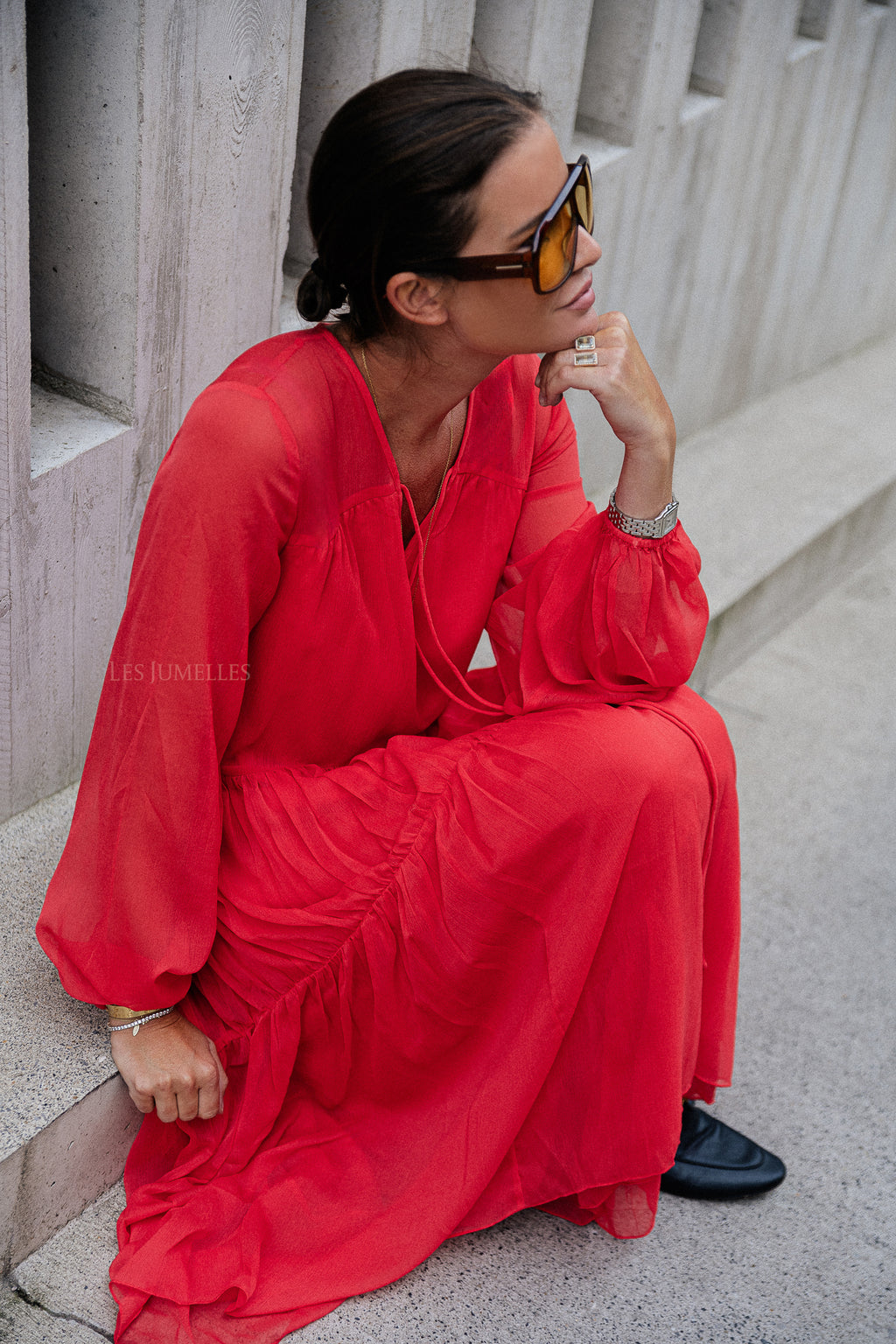 VIKale L/S Maxikleid Mohnrot
