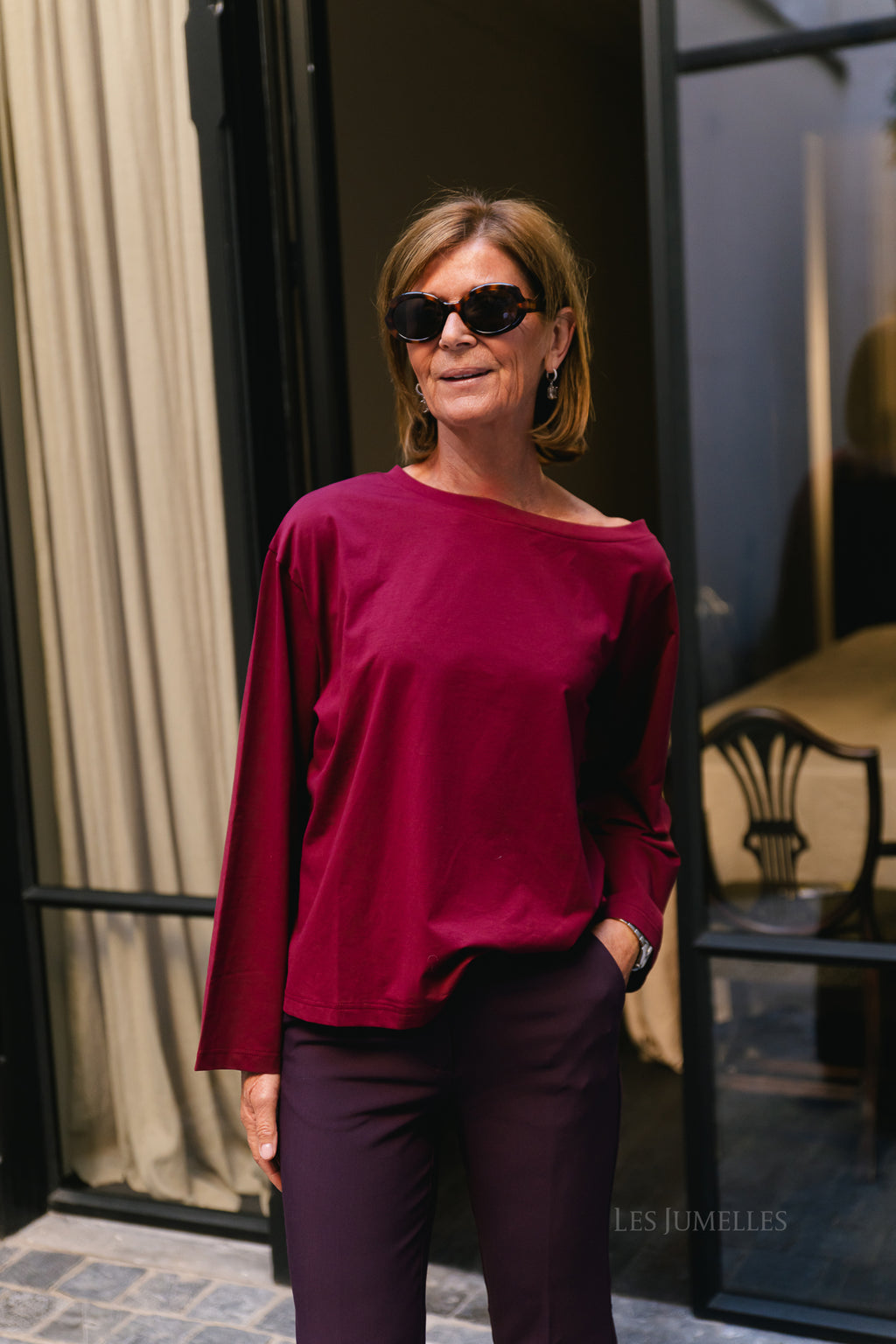Tamsin long sleeve top burgundy