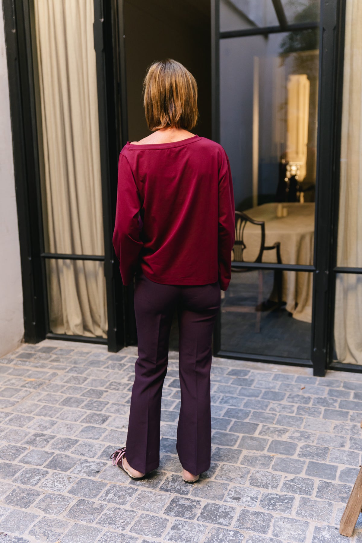 Tamsin long sleeve top burgundy