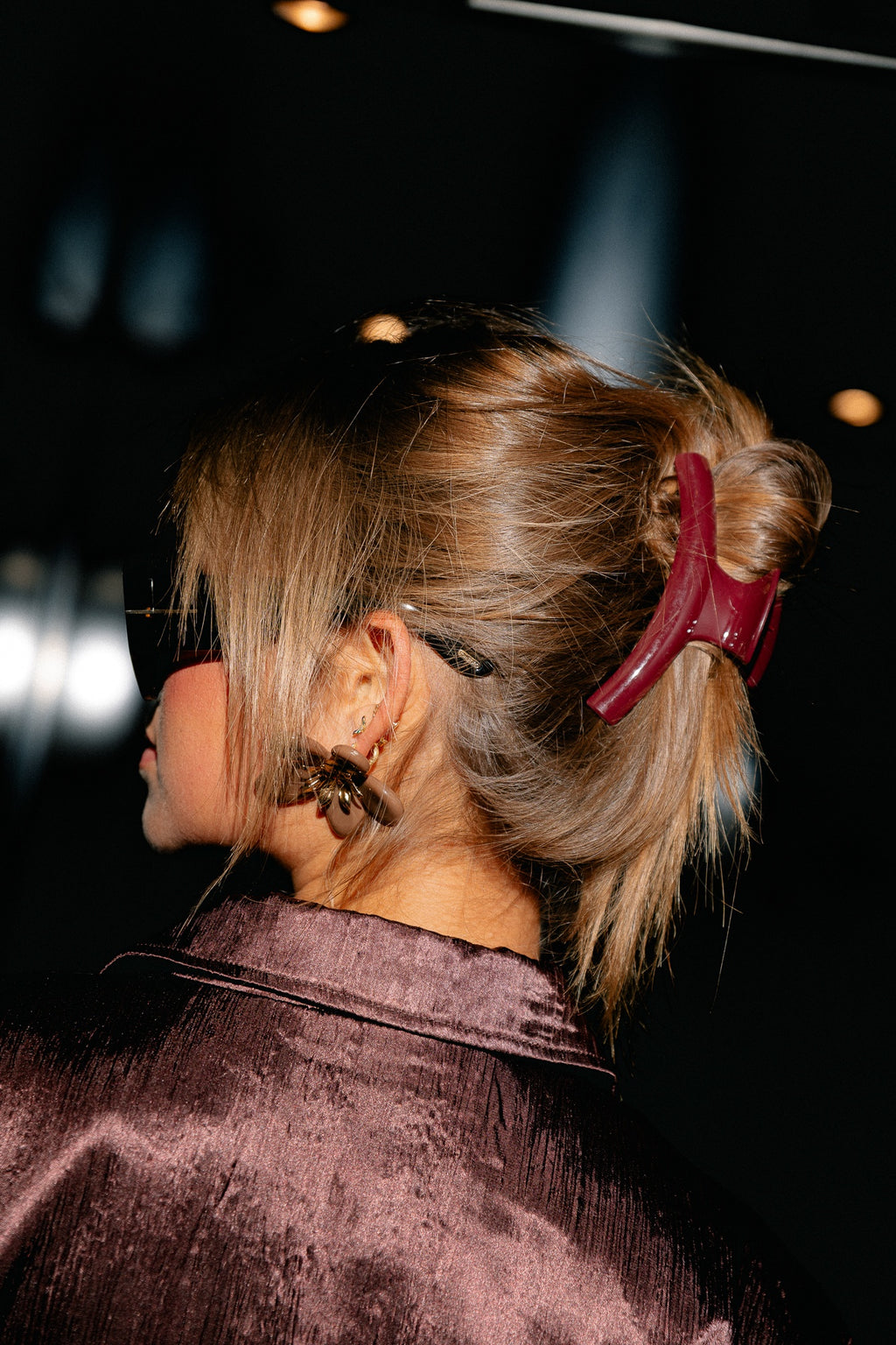 Long hairclip burgundy