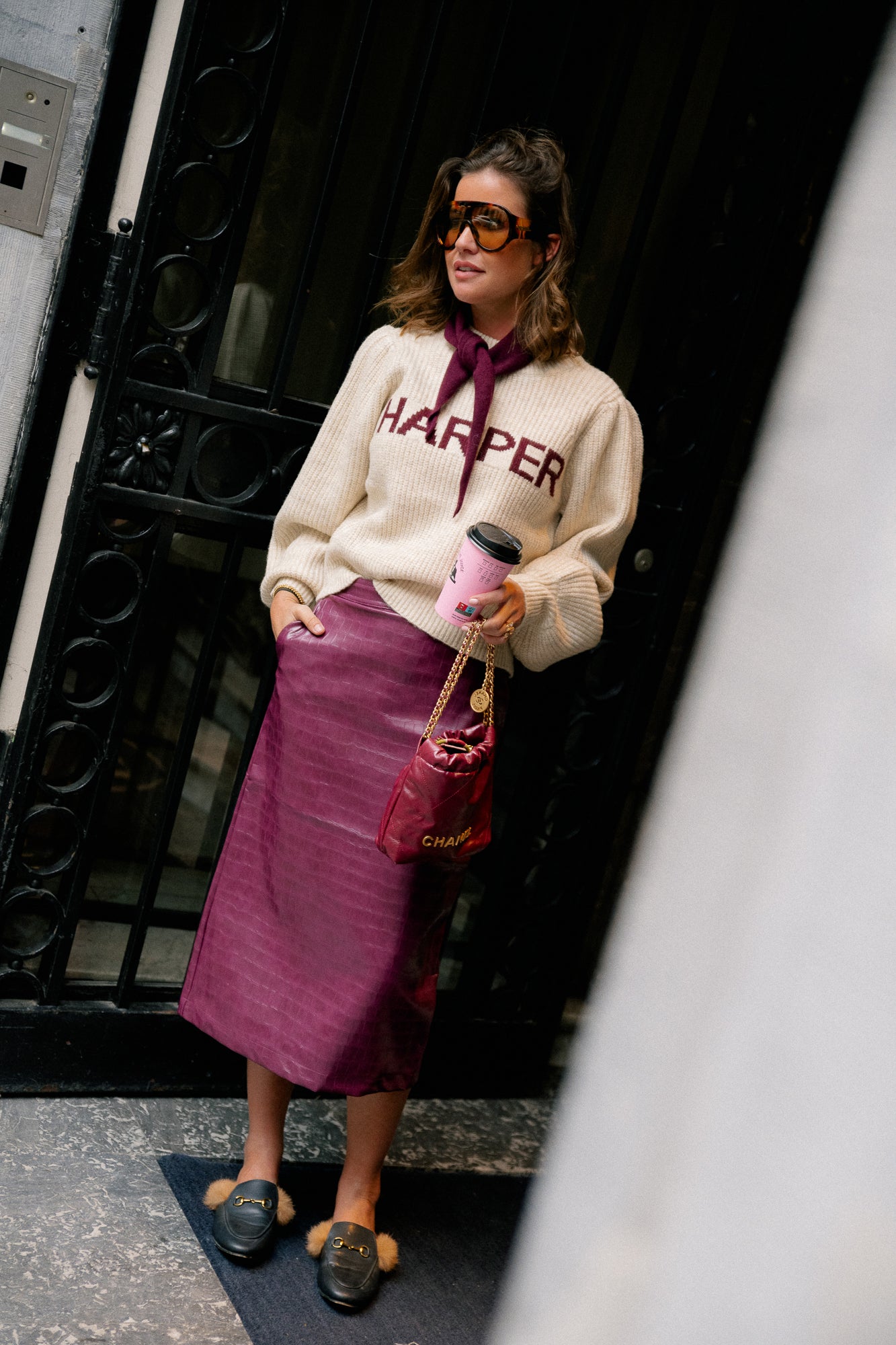 OBJSalva HW pencil skirt mauve wine