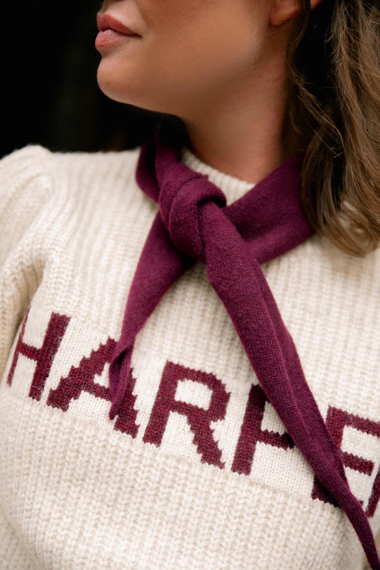 SLFMaria narrow cashmere scarf fig