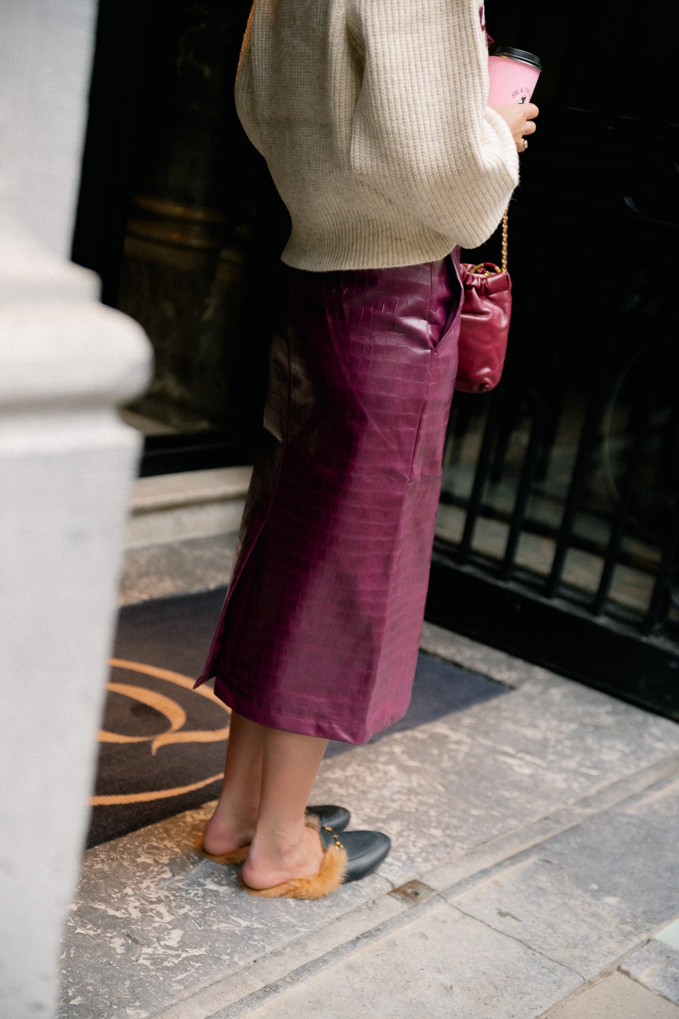 OBJSalva HW pencil skirt mauve wine