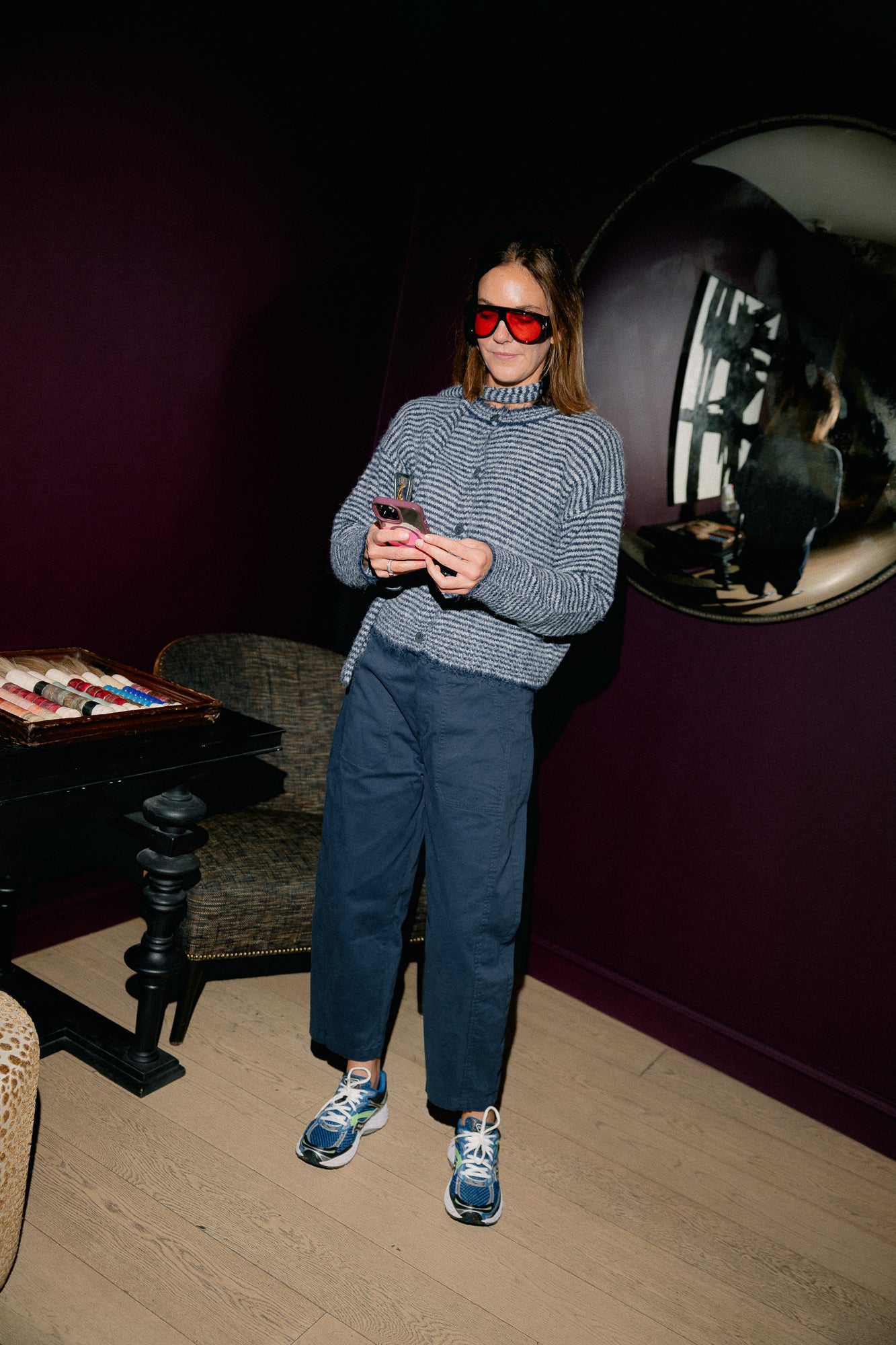 Elise striped cardigan navy/grey