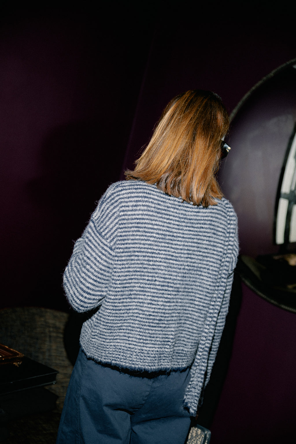 Elise striped cardigan navy/grey