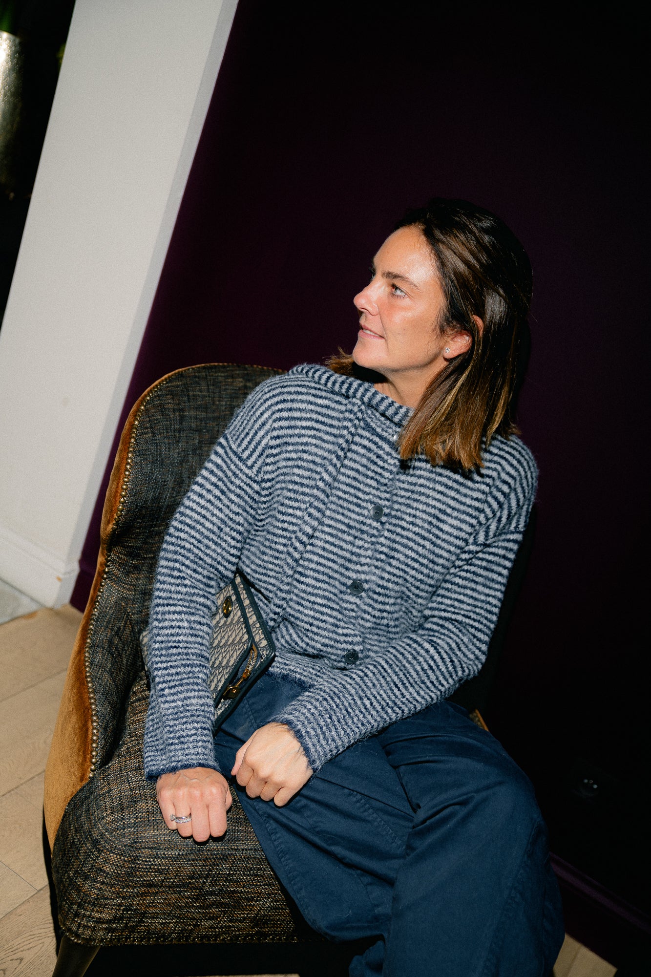 Elise striped cardigan navy/grey