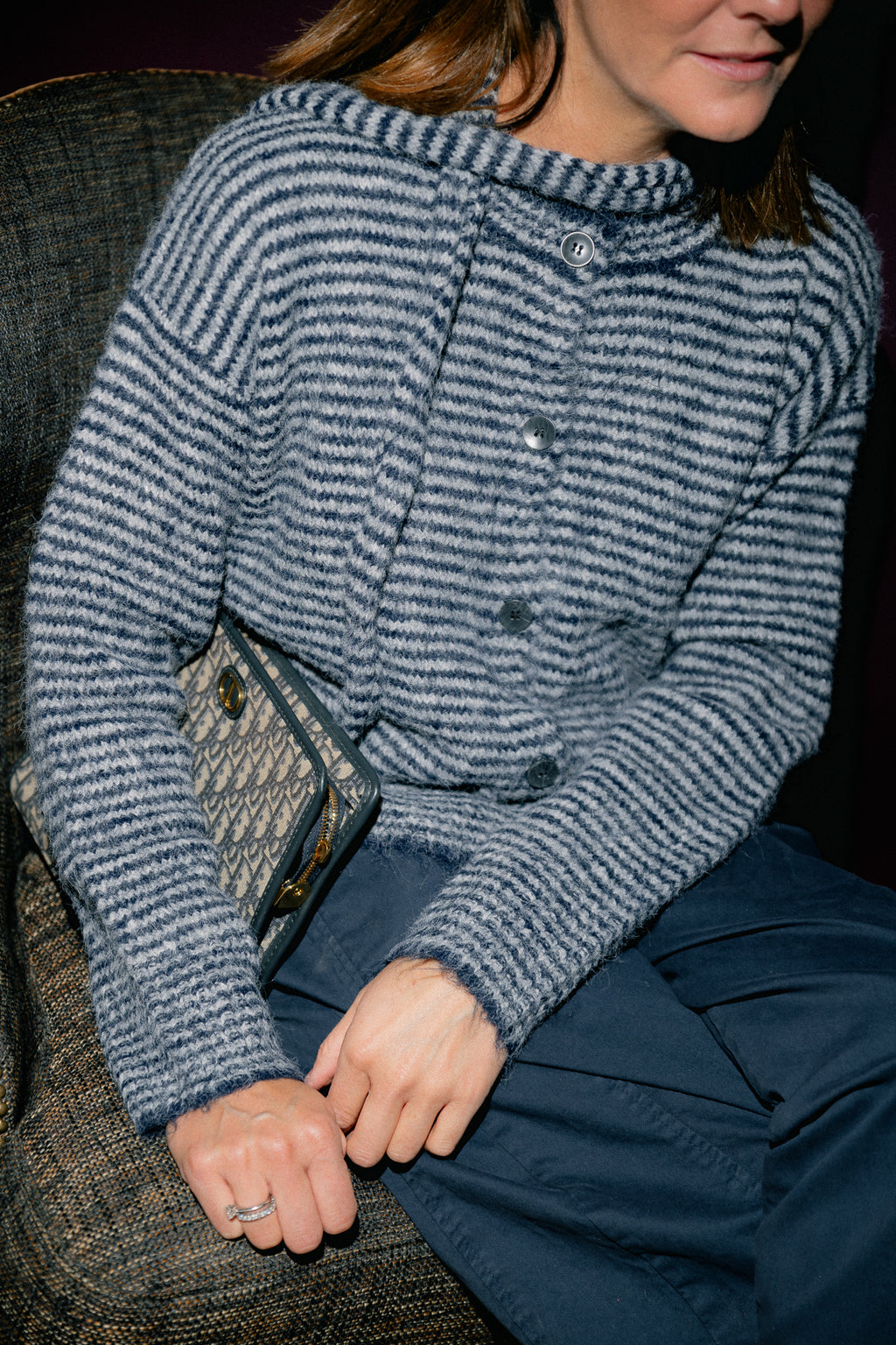 Elise striped cardigan navy/grey