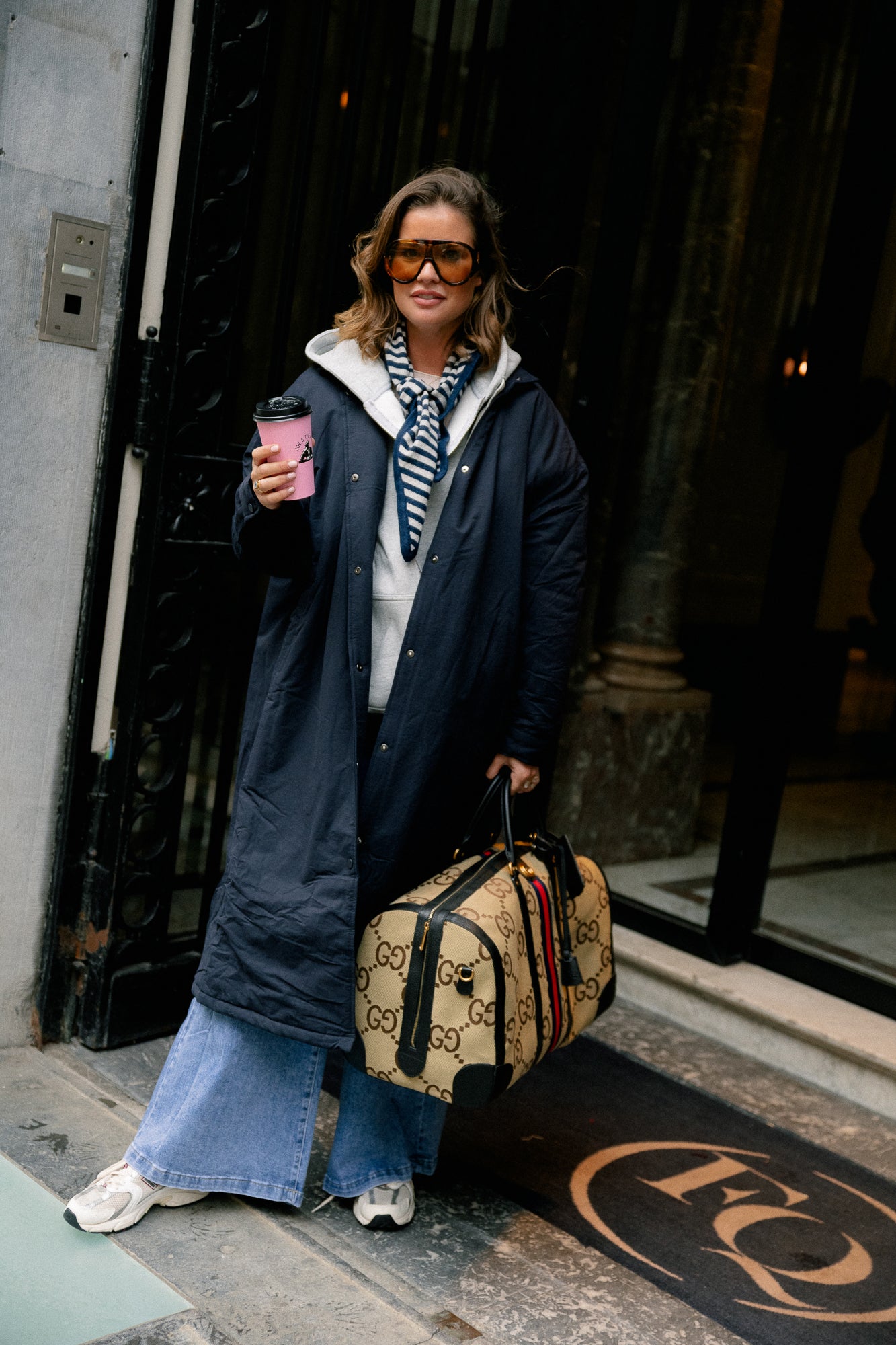 Esmee striped scarf navy blue/grey