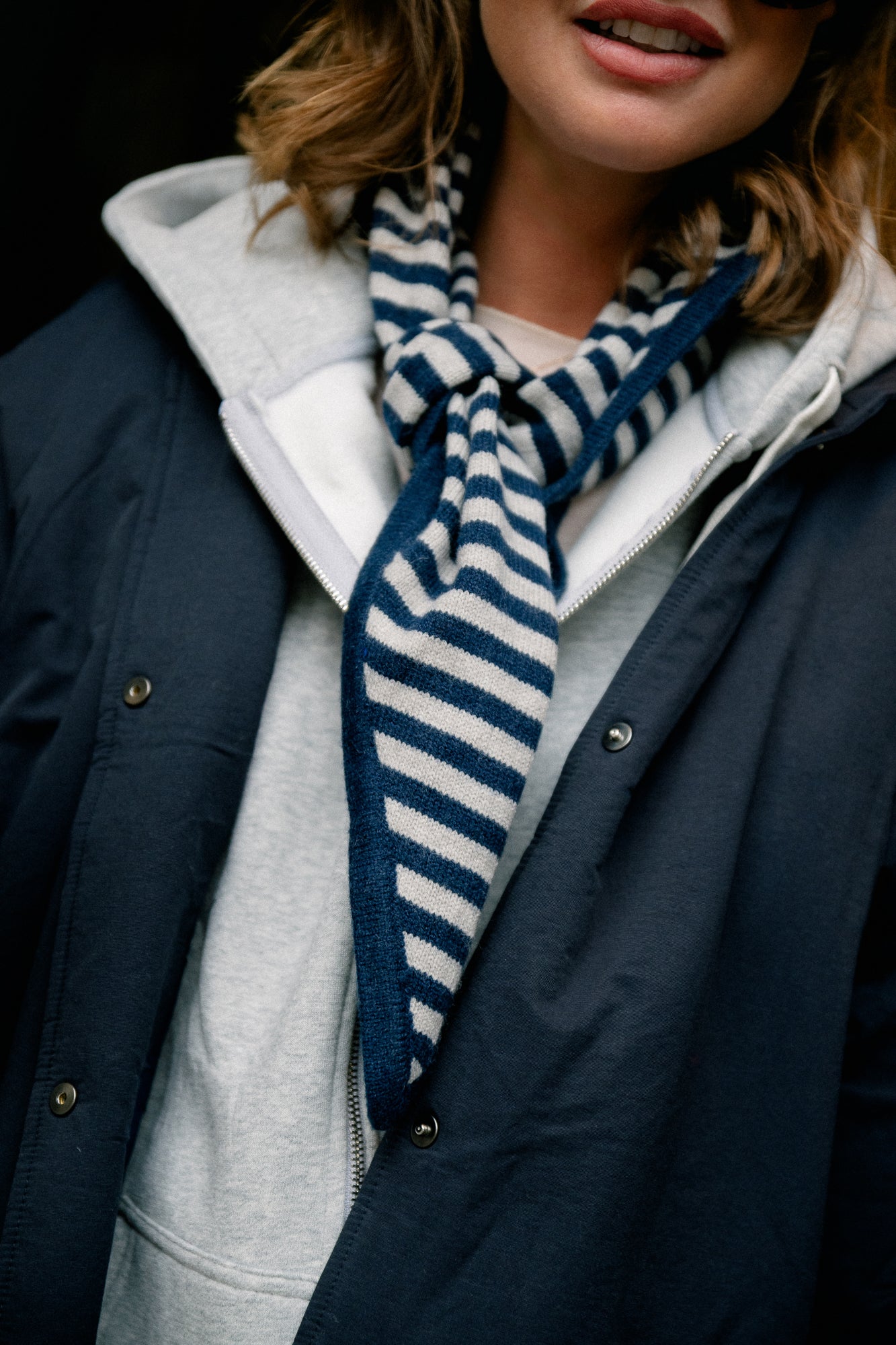 Esmee striped scarf navy blue/grey