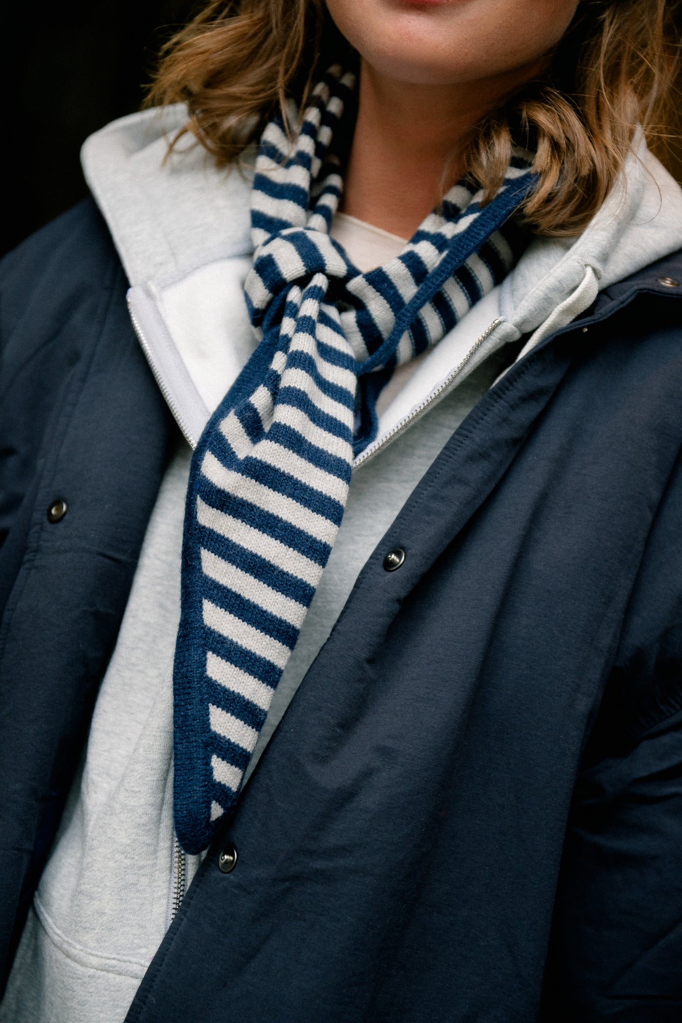Esmee striped scarf navy blue/grey