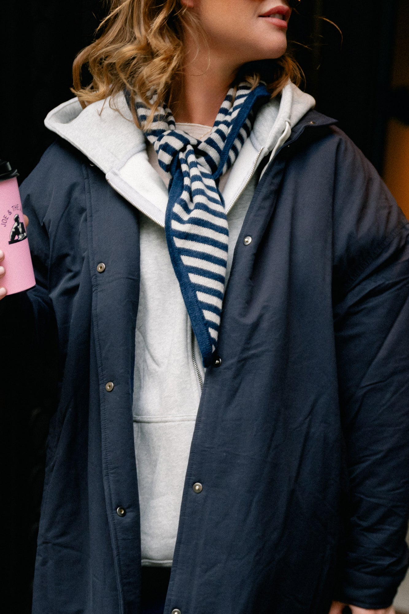Esmee striped scarf navy blue/grey