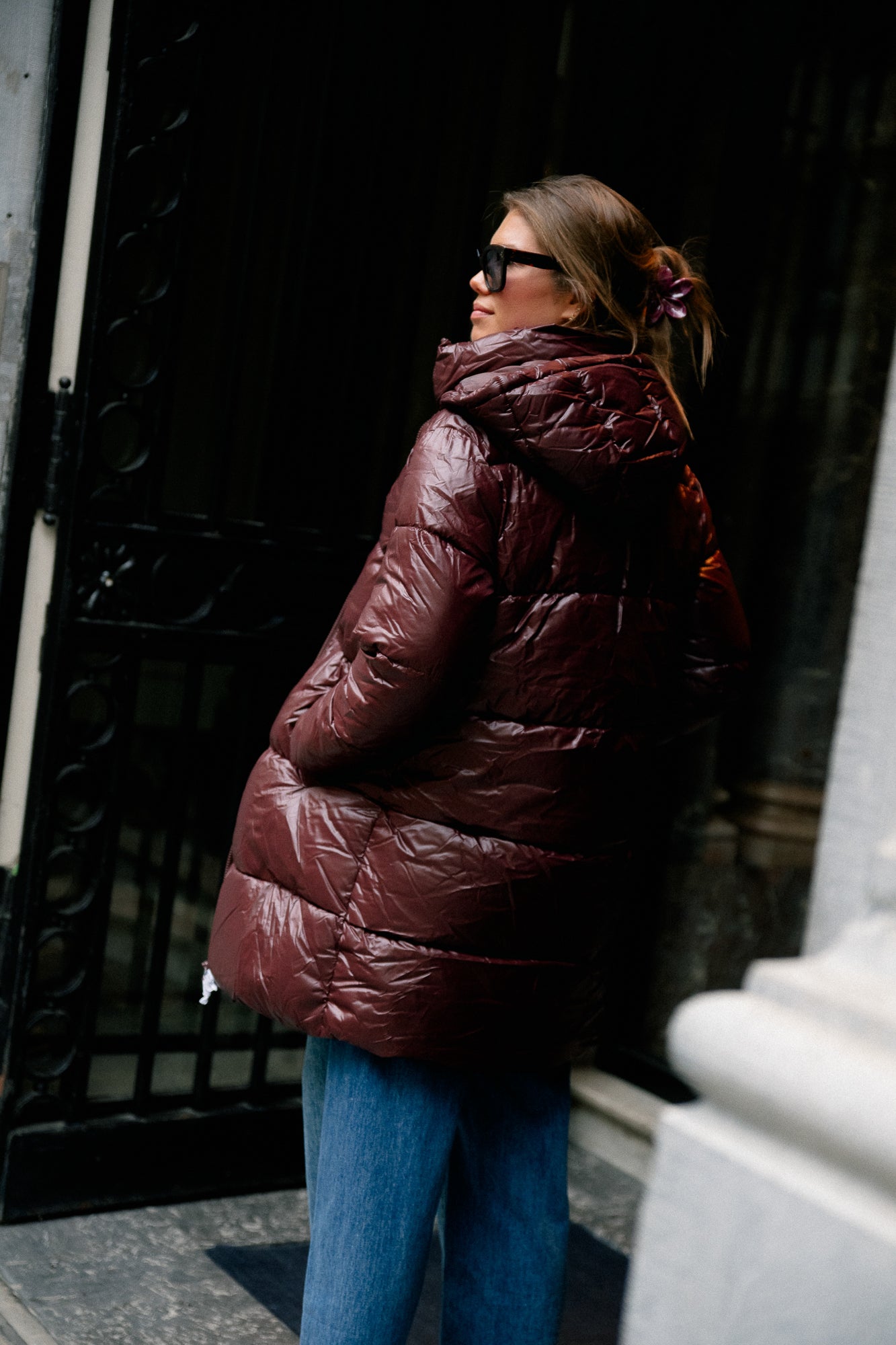 VILidda L/S hood shinny puffer jacket fig
