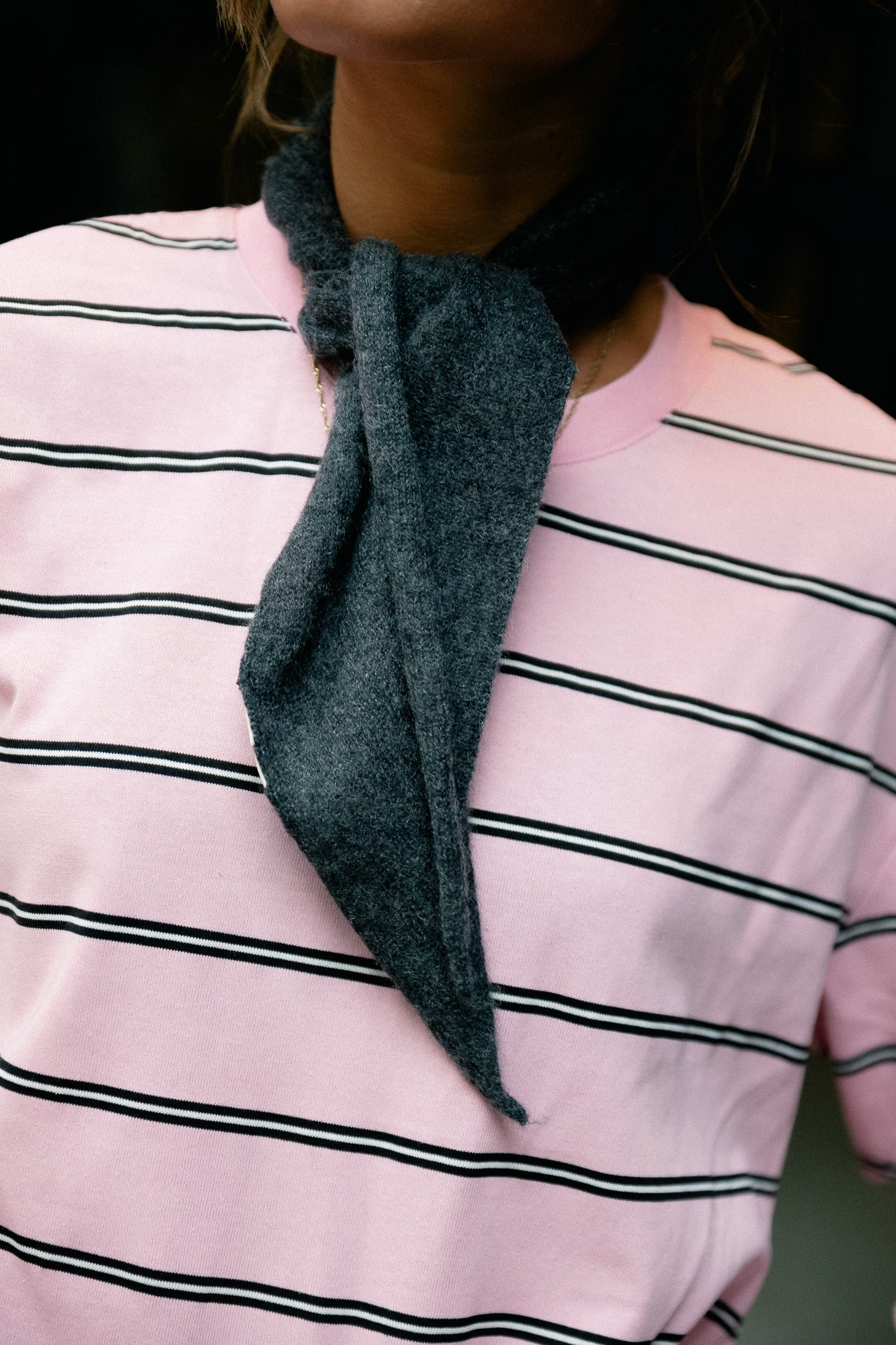 SLFMaria narrow cashmere scarf dark grey