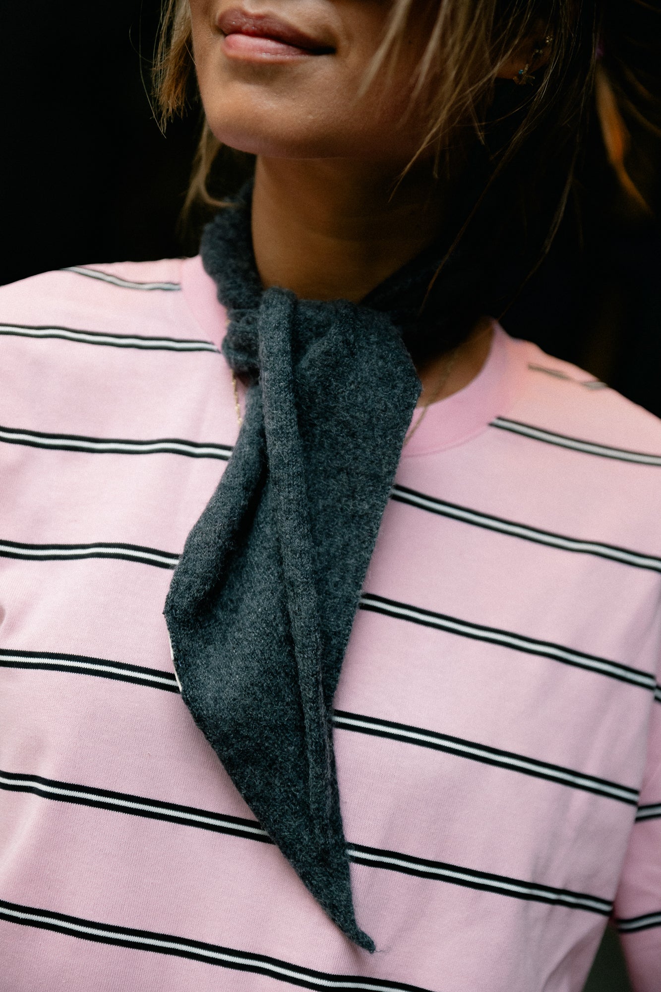 SLFMaria narrow cashmere scarf dark grey