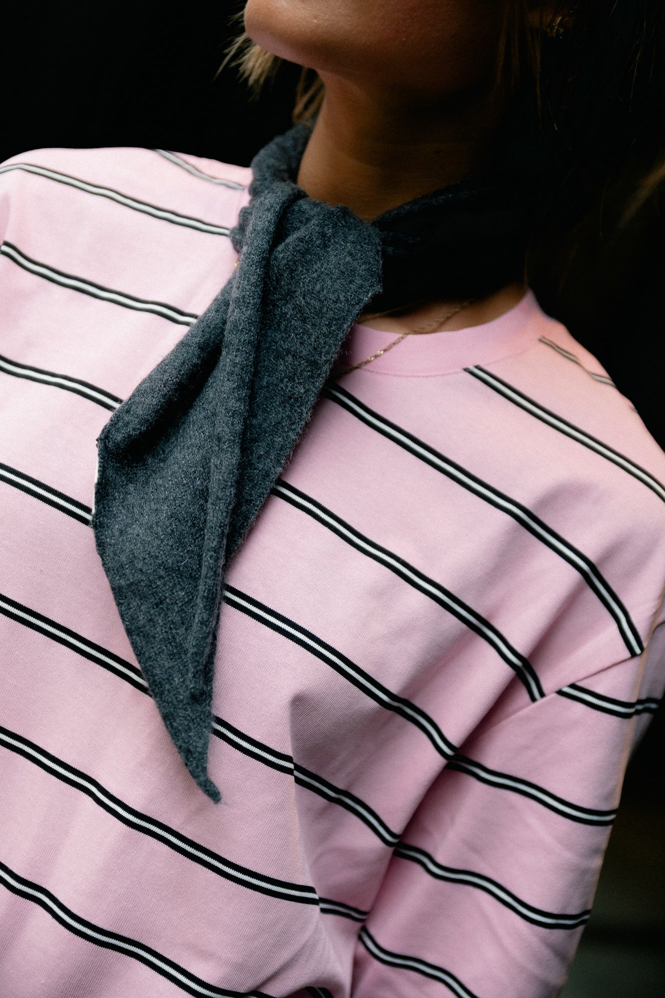 SLFMaria narrow cashmere scarf dark grey