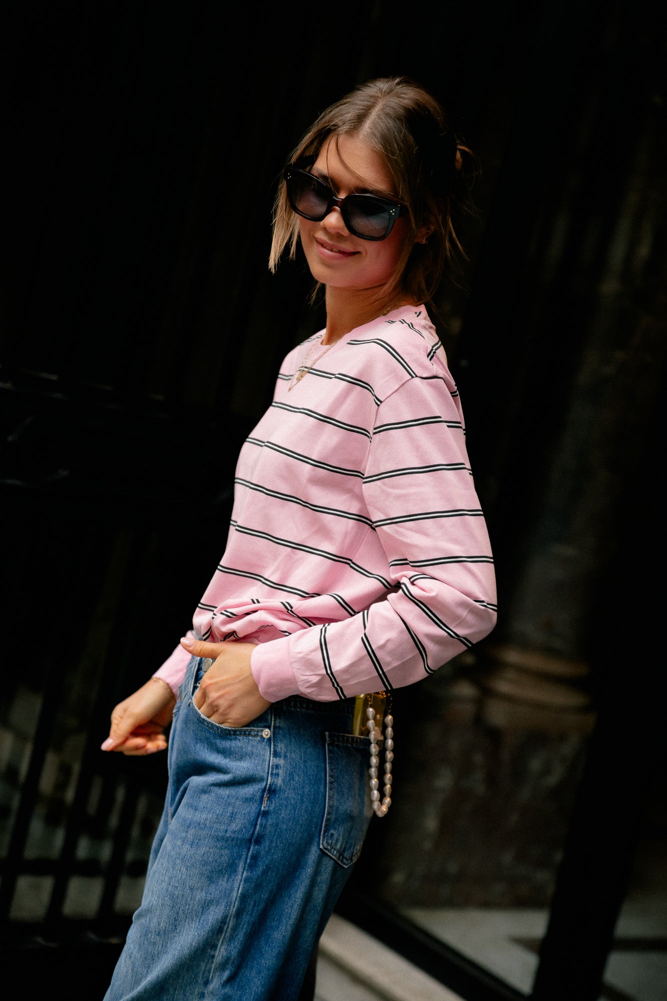 Taylor LS striped T-shirt pink