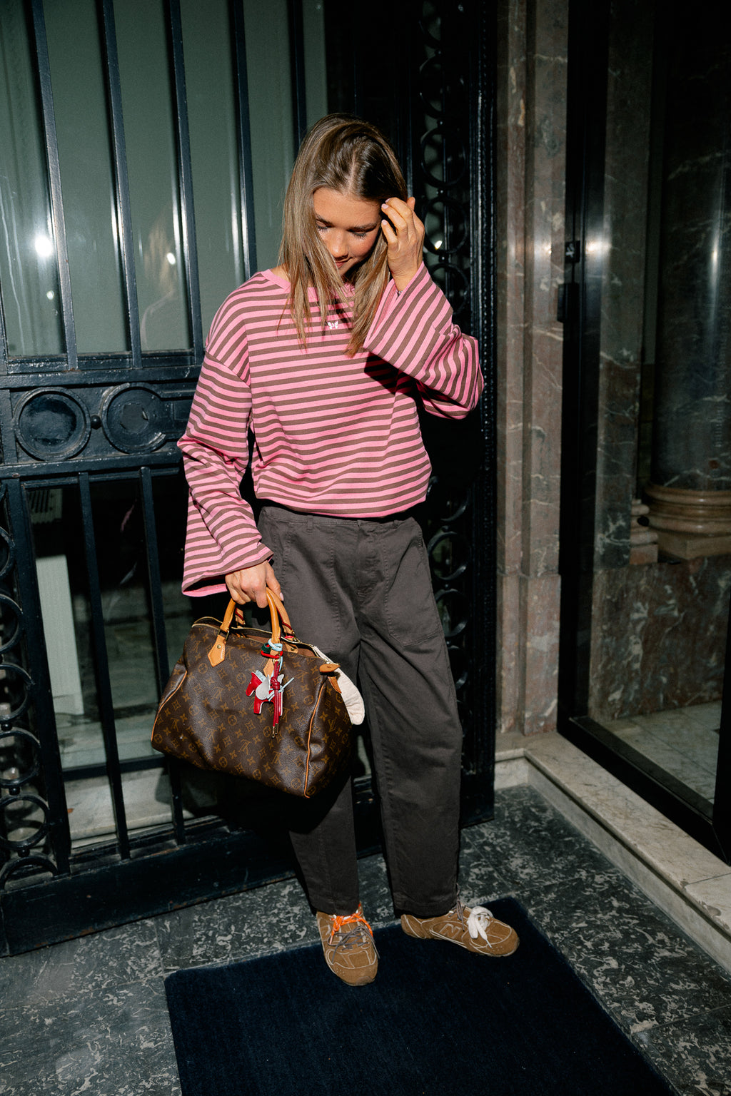 Anna striped T-shirt pink/brown