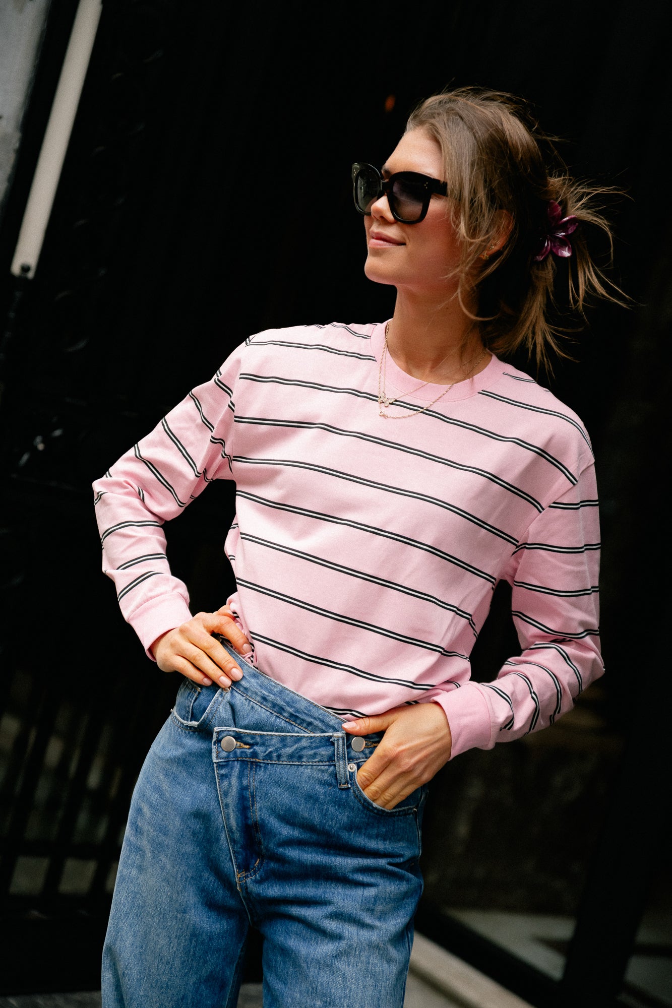 Taylor LS striped T-shirt pink