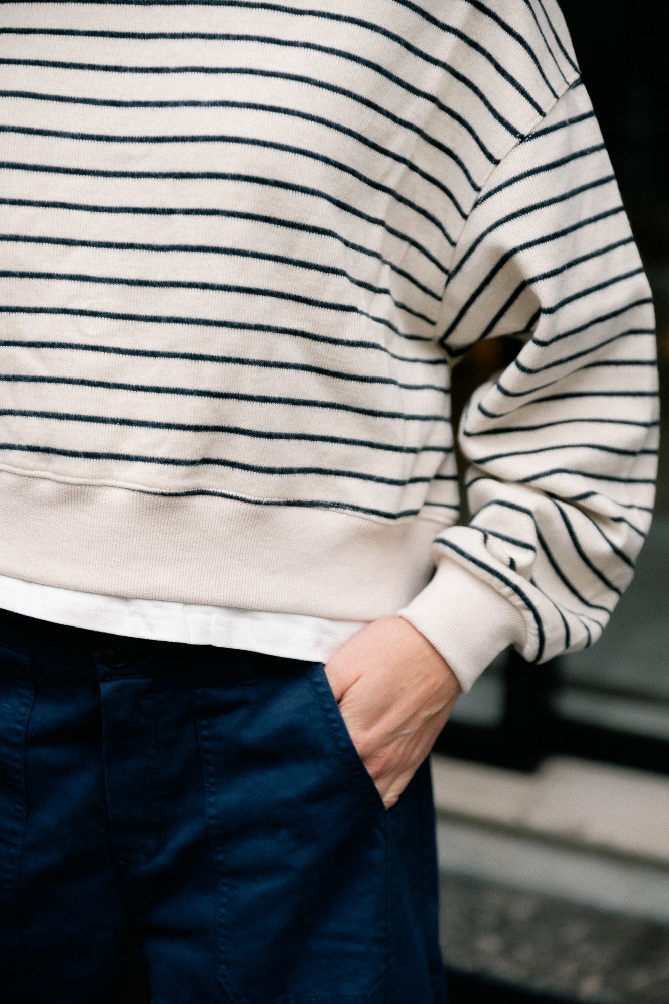 Camille striped sweater ecru/black