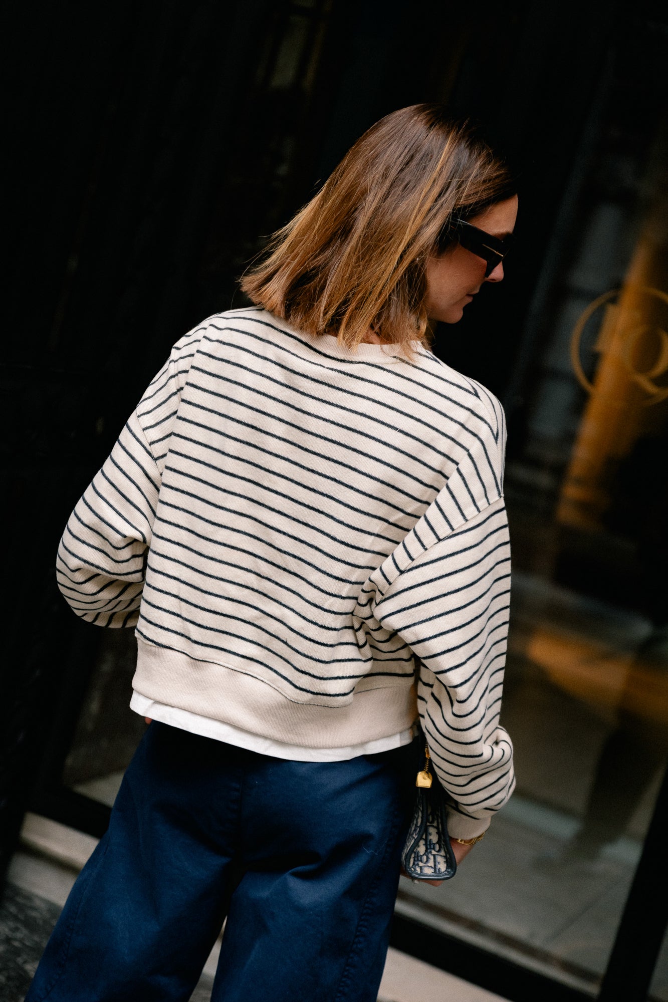 Camille striped sweater ecru/black