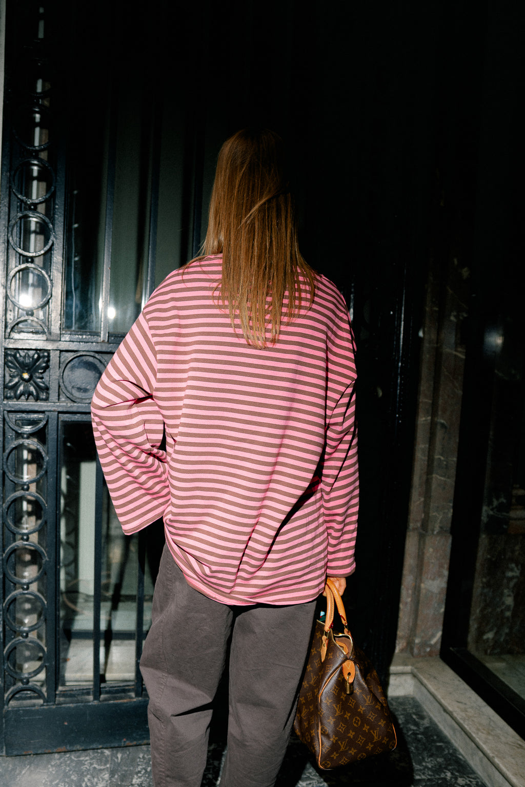 Anna striped T-shirt pink/brown