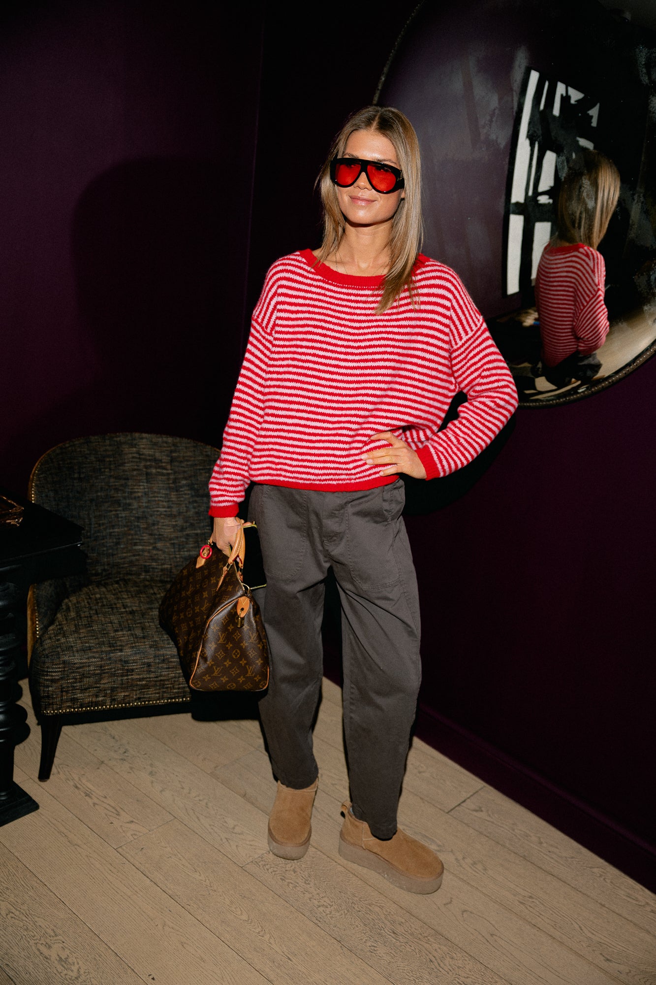 Josie striped jumper red/pink