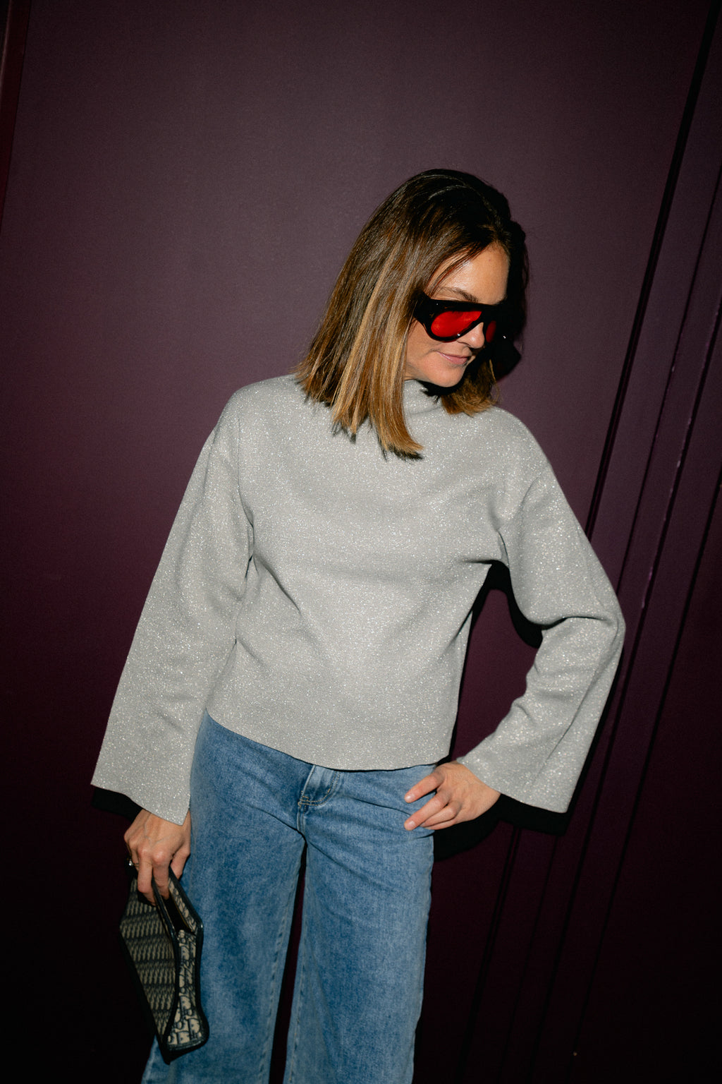 YASCastor LS knit pullover silver
