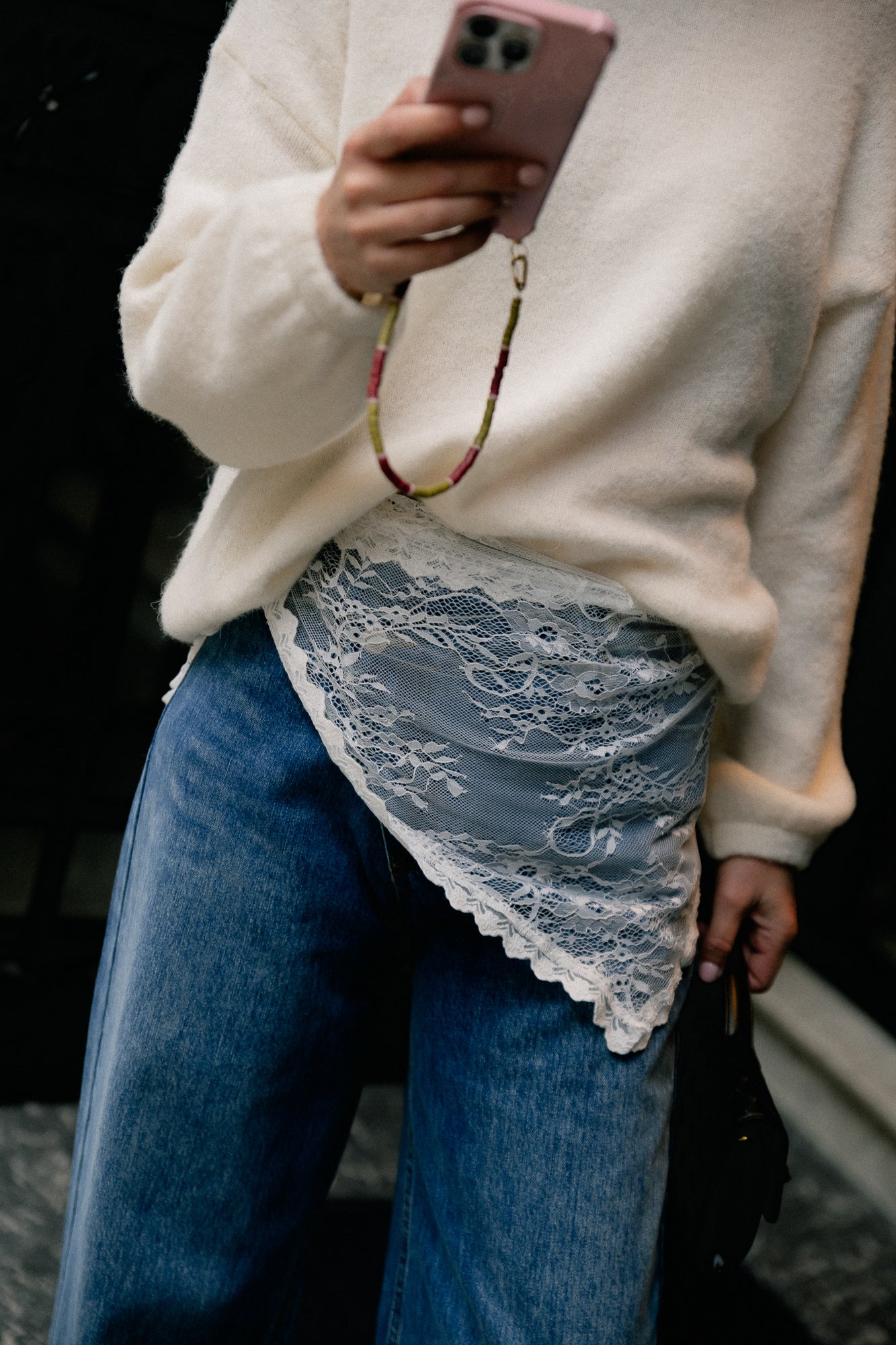 VIAliva lace scarf snow white