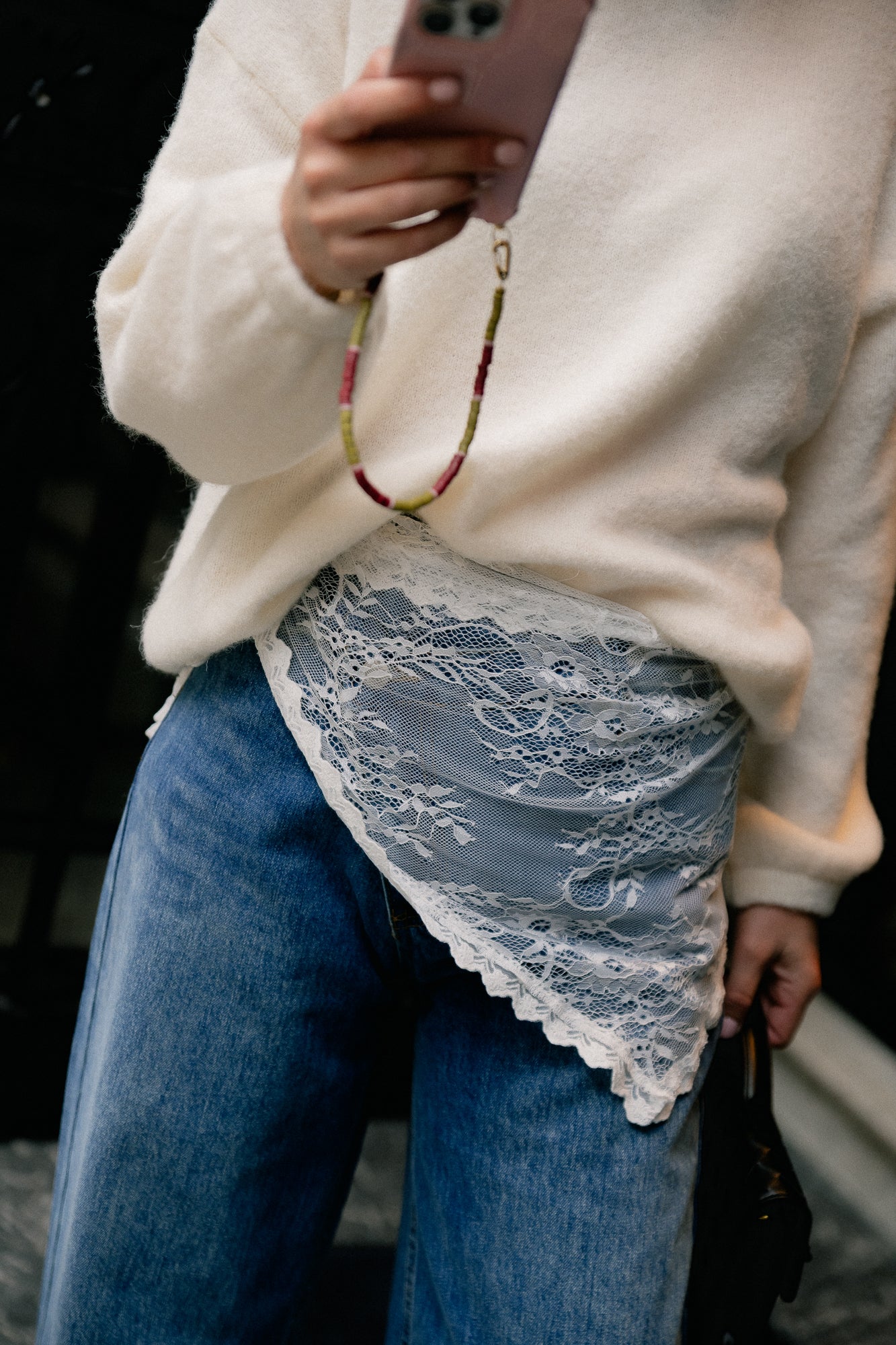 VIAliva lace scarf snow white