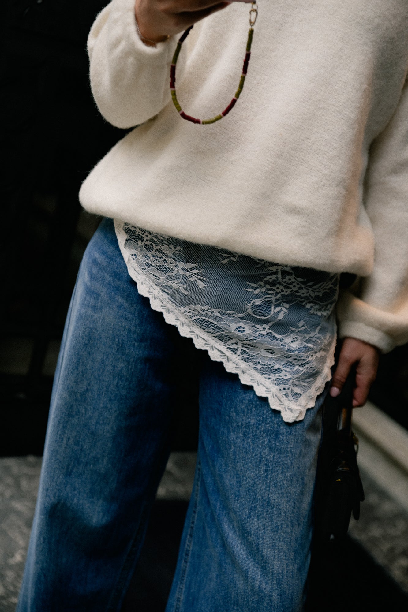 VIAliva lace scarf snow white