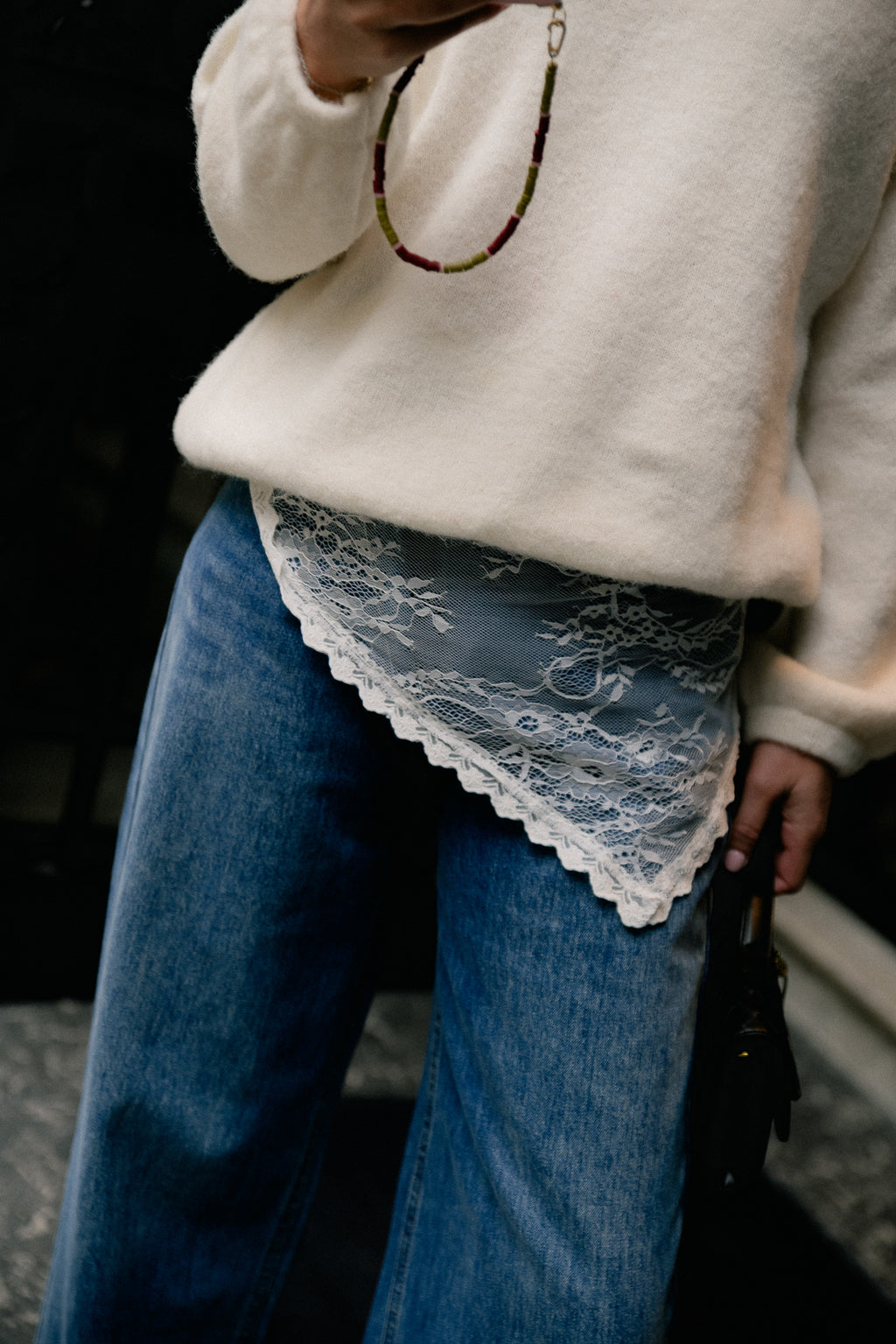 VIAliva lace scarf snow white