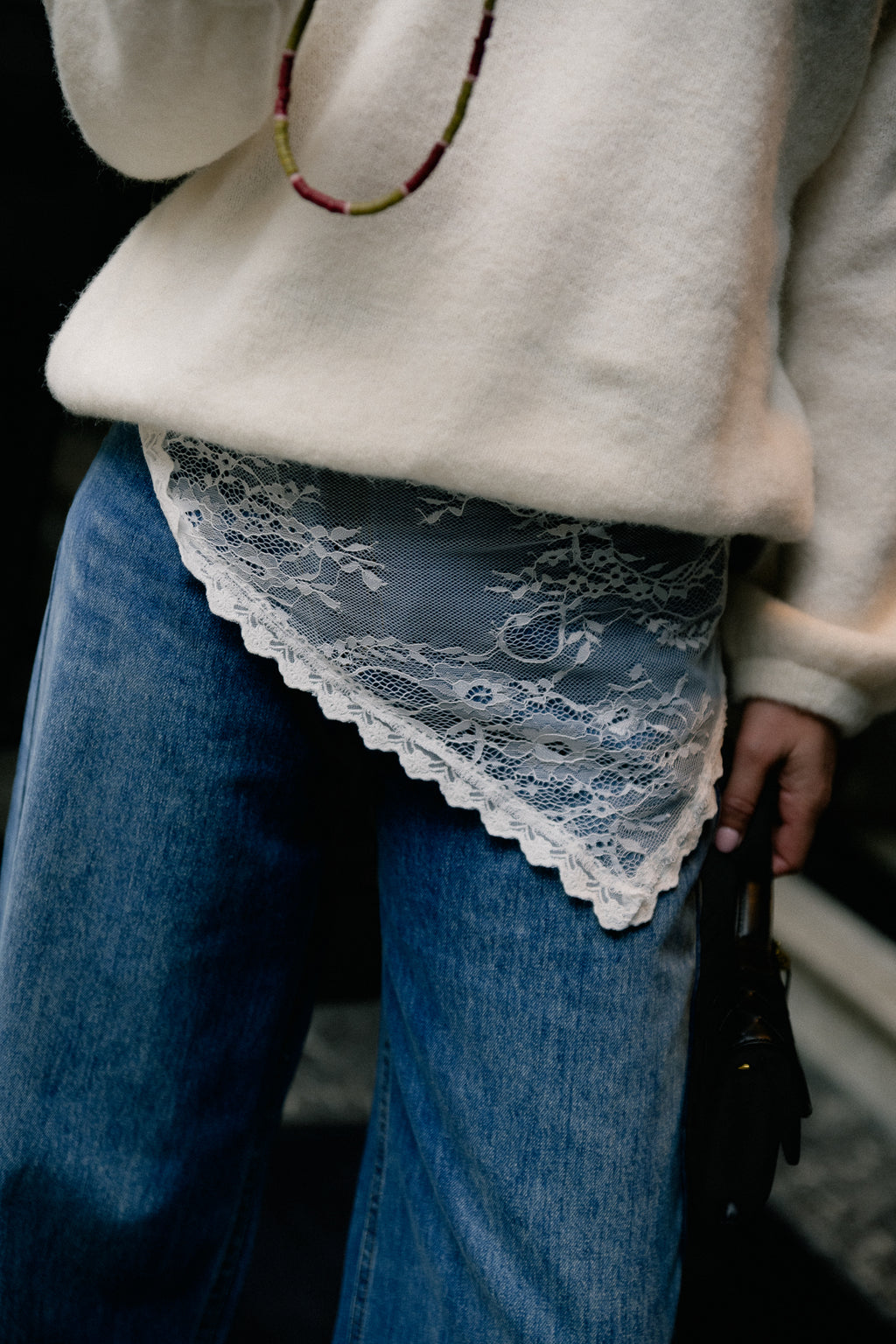 VIAliva lace scarf snow white
