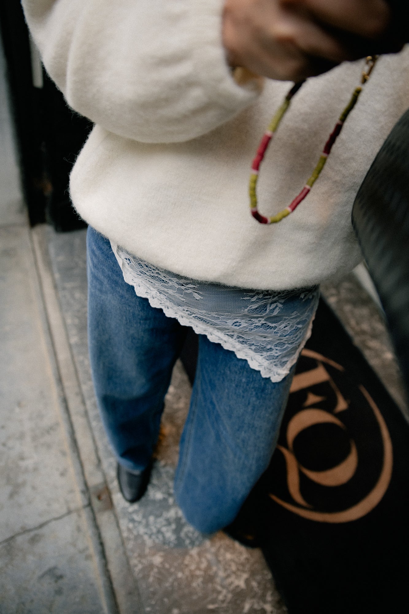 VIAliva lace scarf snow white