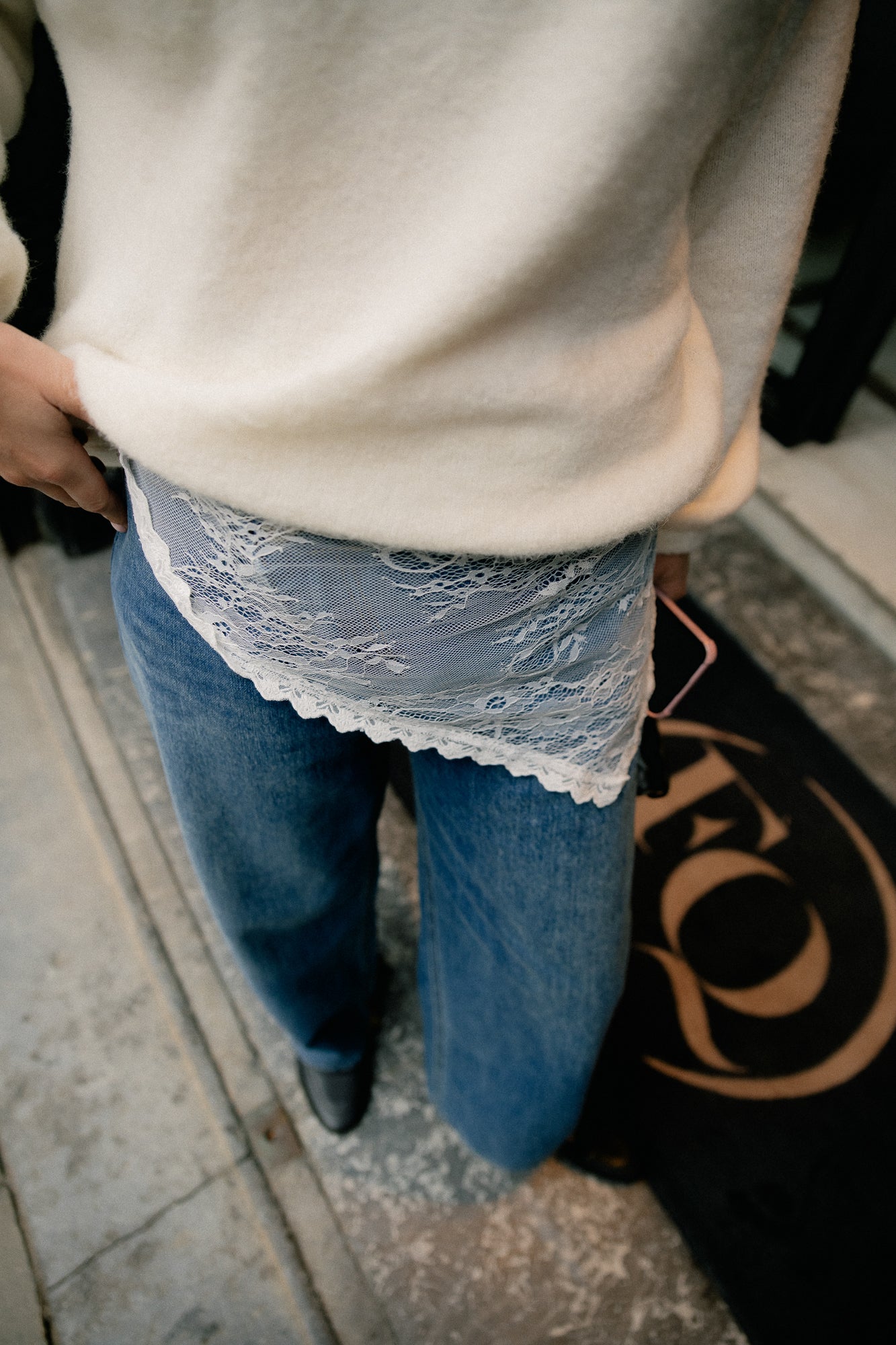 VIAliva lace scarf snow white