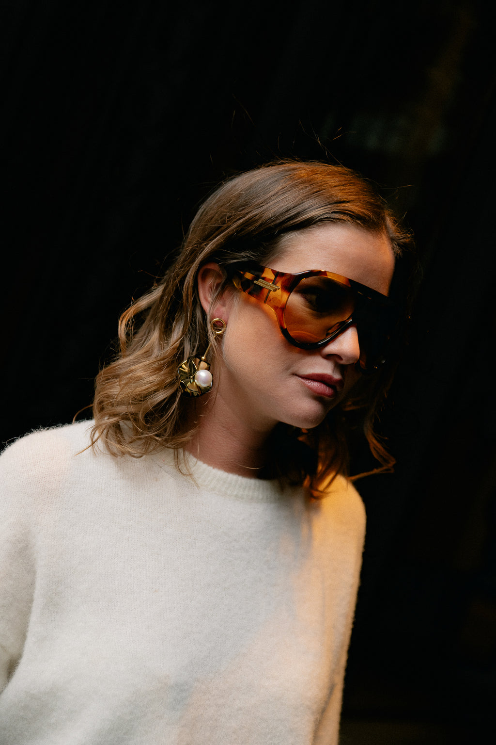 Harlequin earrings gold/pearl