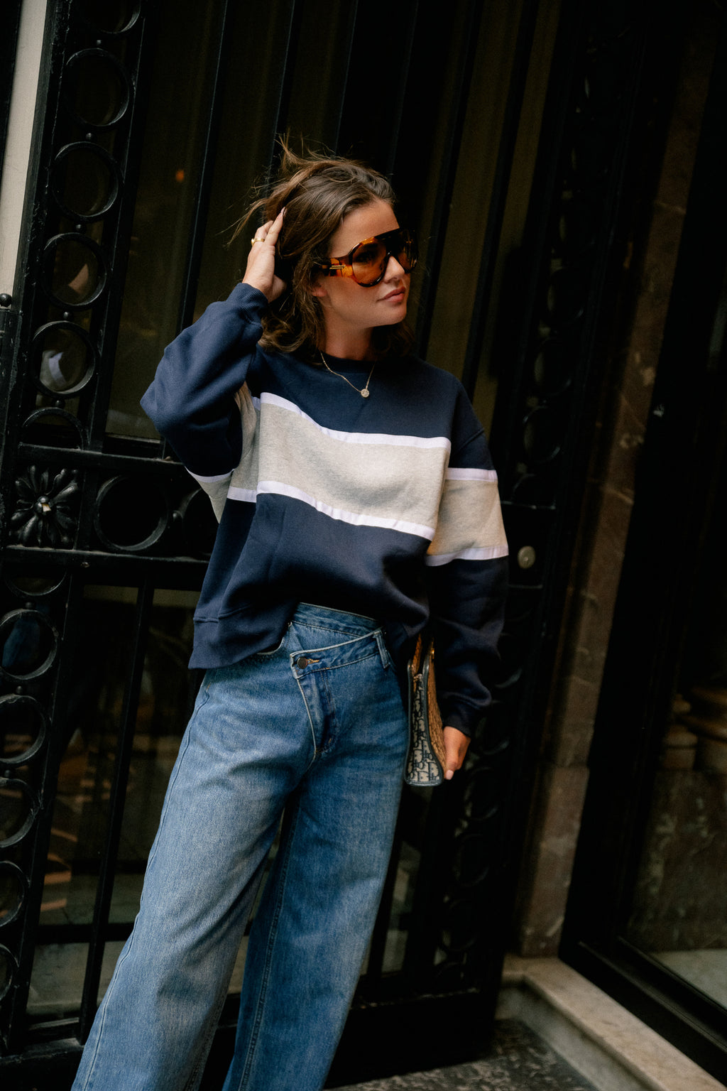 Odette striped sweatshirt navy/grey