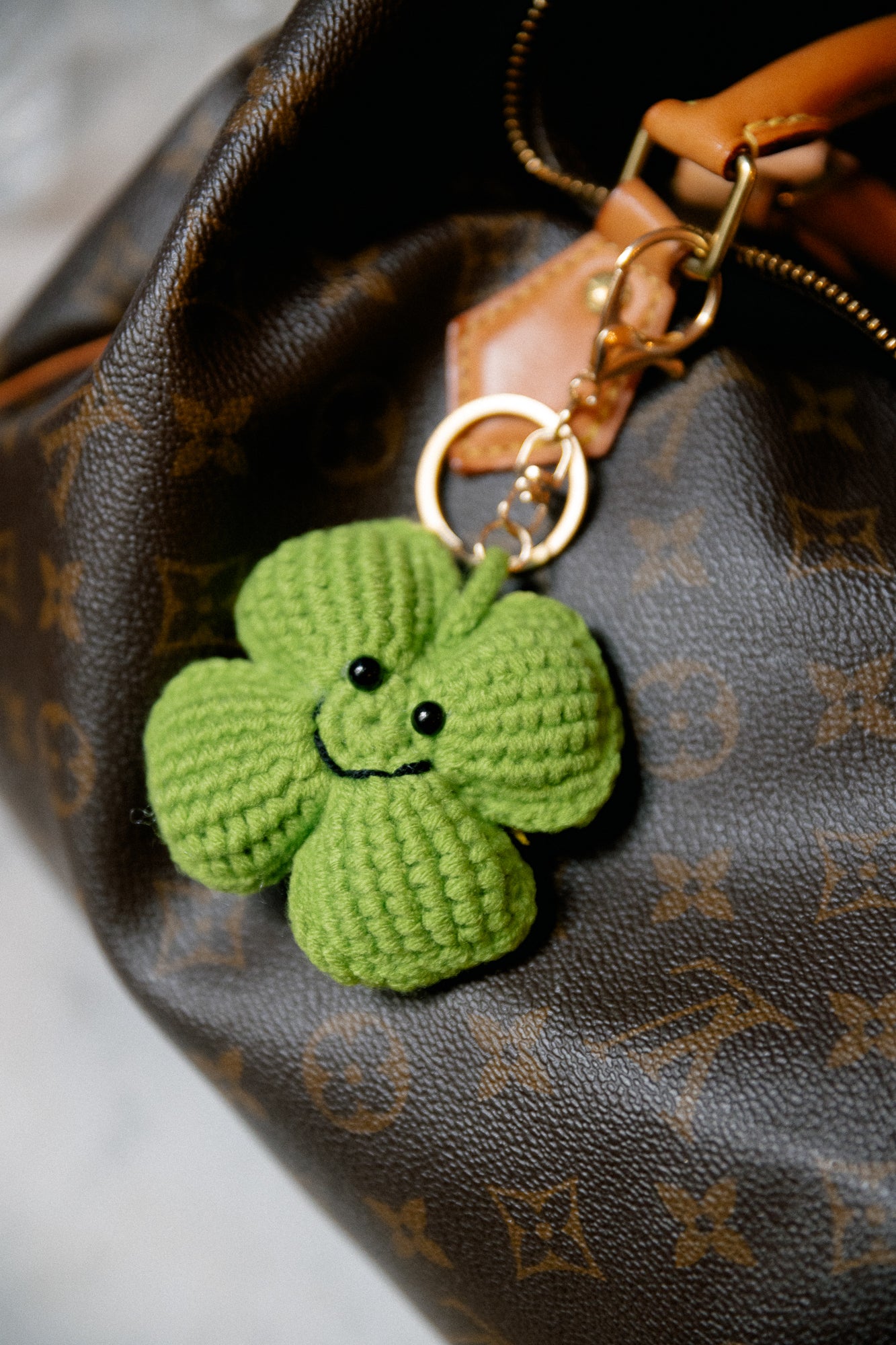 Crochet clover keychain