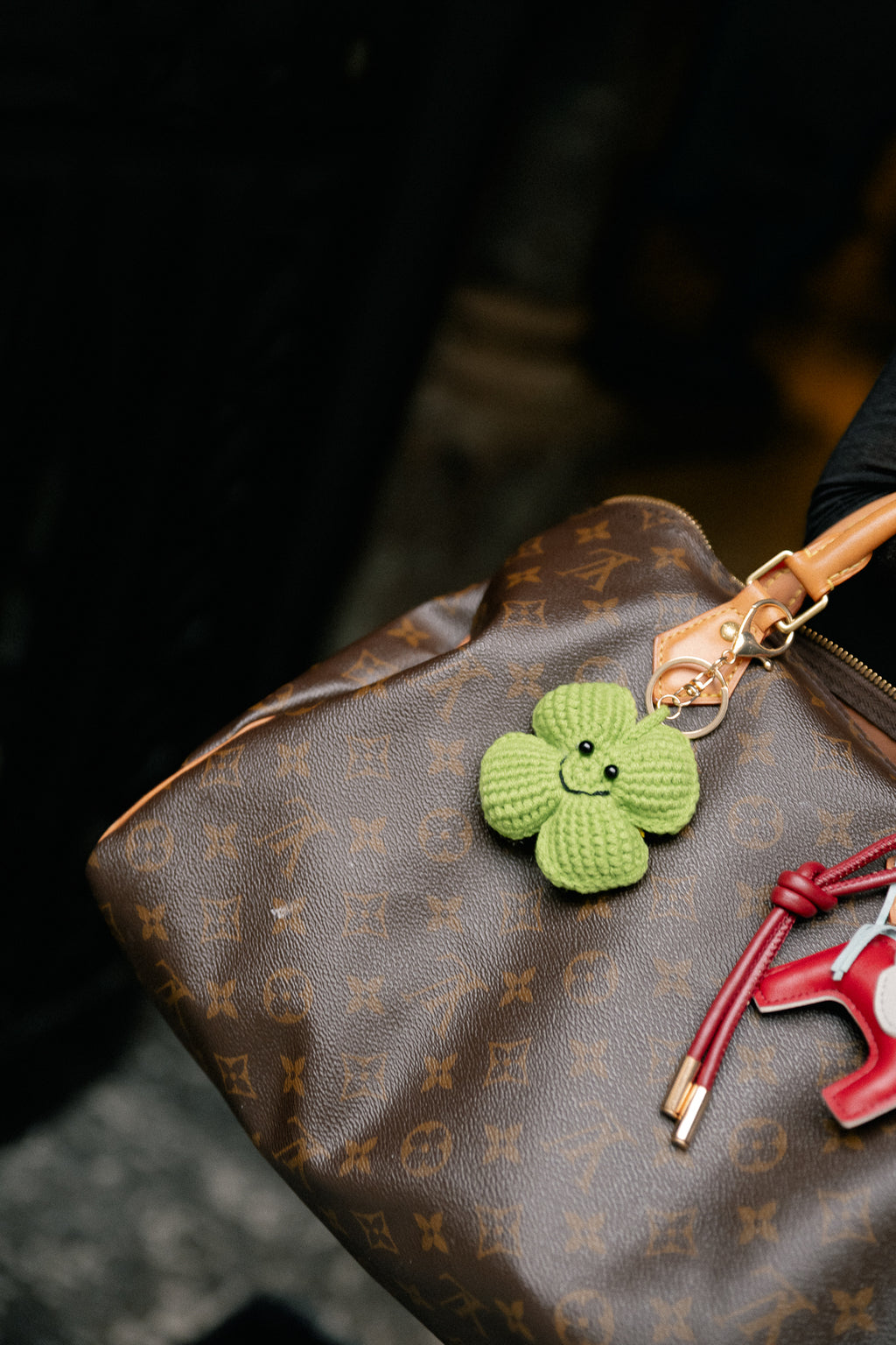 Crochet clover keychain