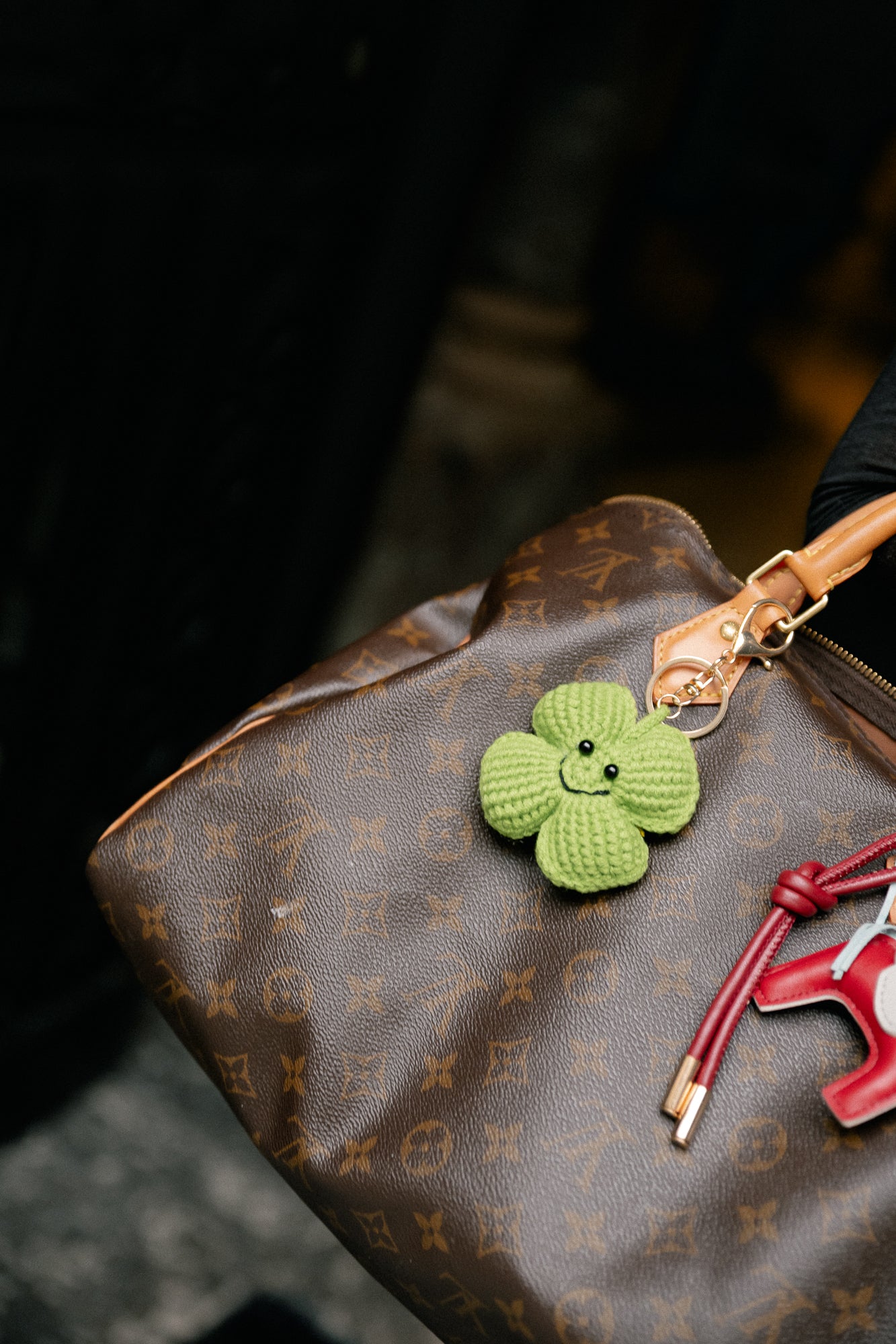 Crochet clover keychain