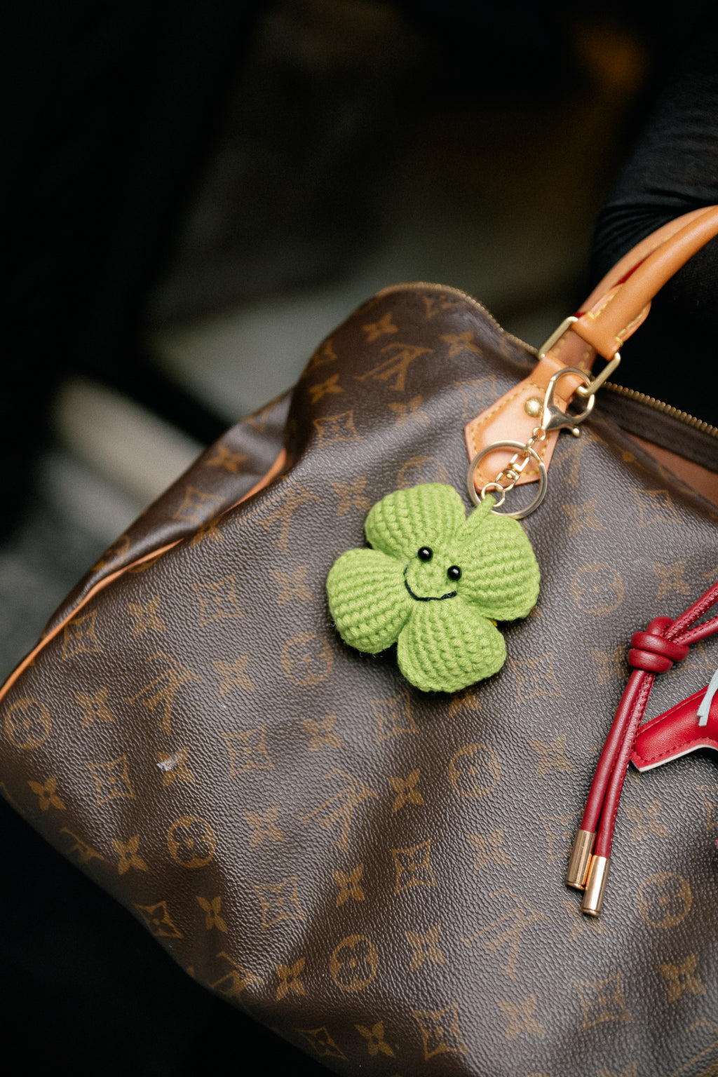 Crochet clover keychain