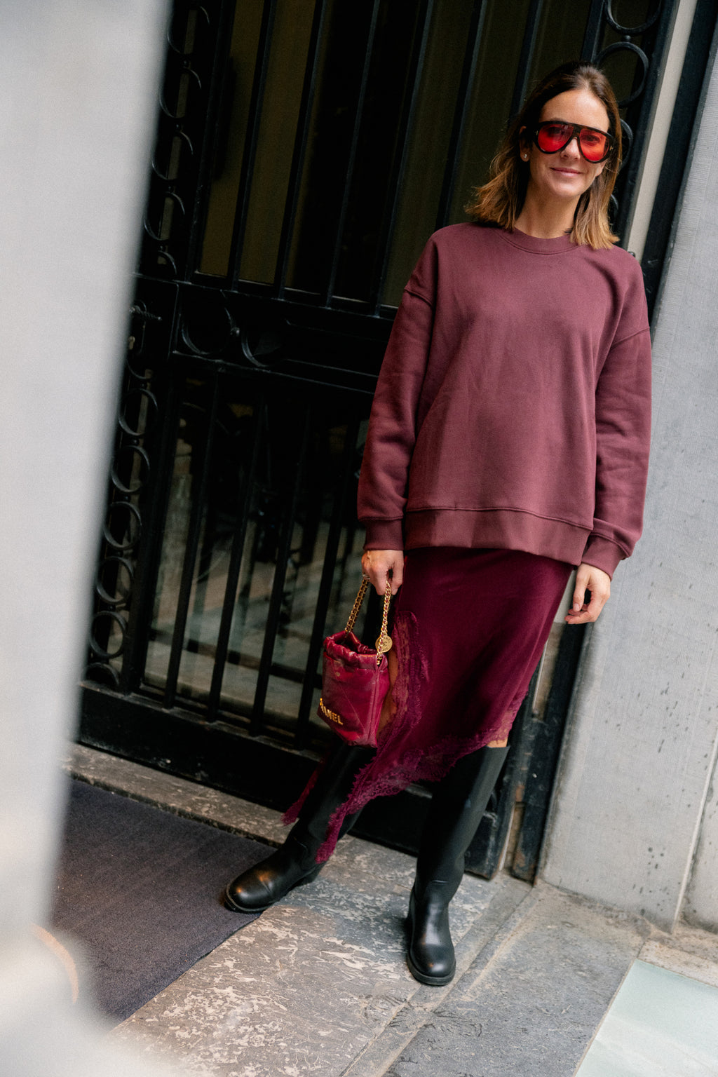Jane oversized sweater burgundy