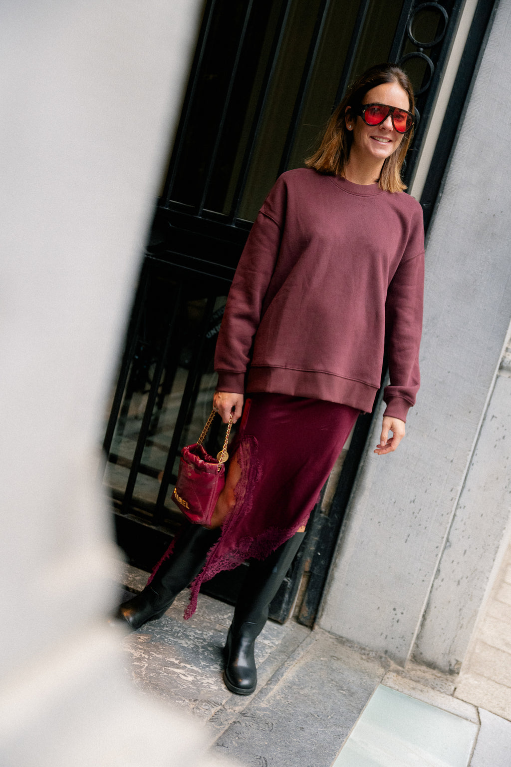 Jane oversized sweater burgundy