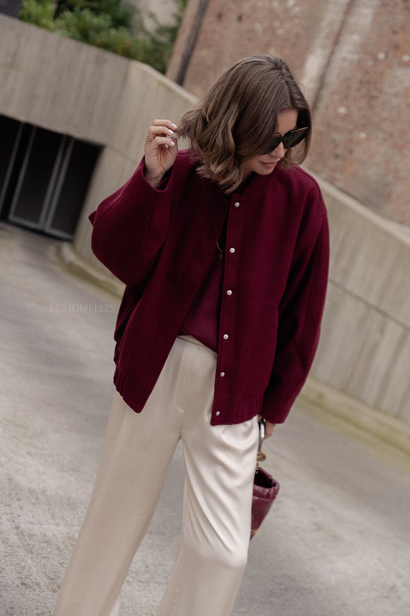 Veste bomber oversize Geena en bordeaux