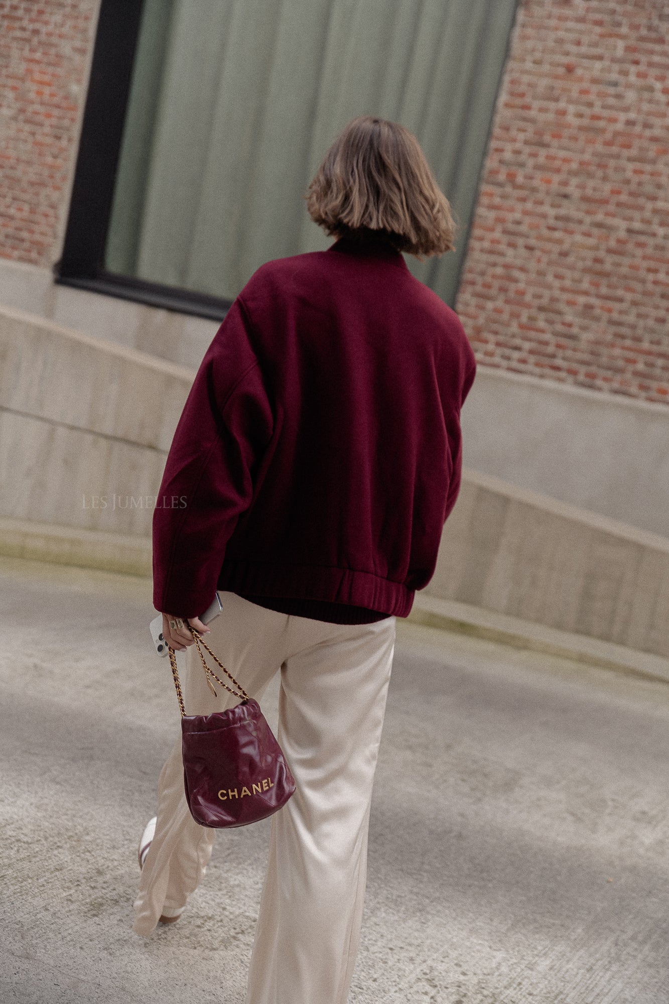 Veste bomber oversize Geena en bordeaux