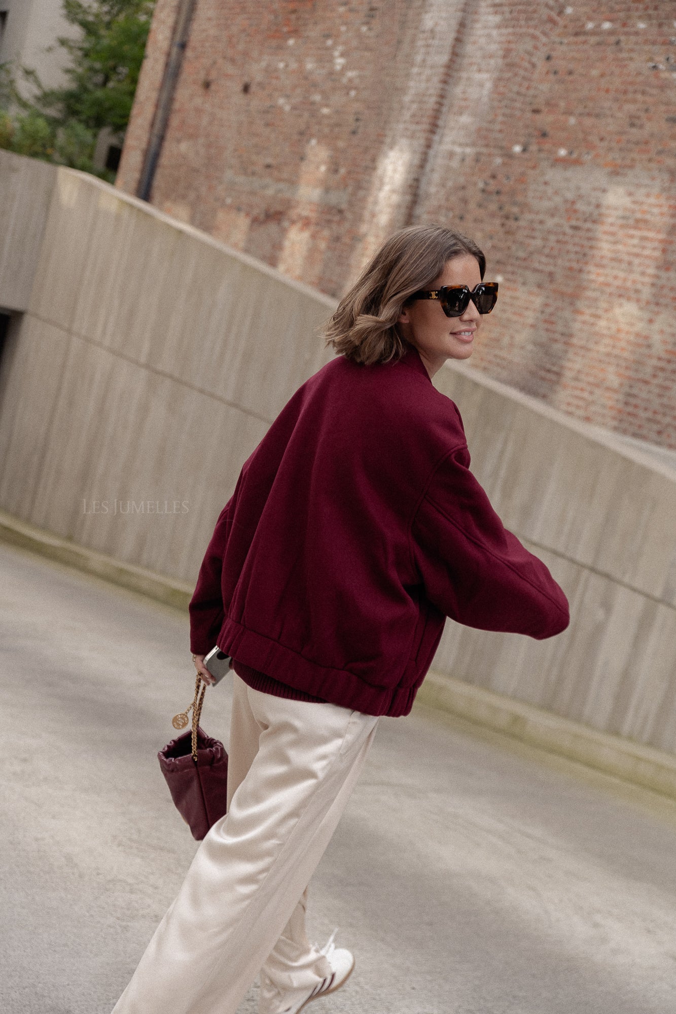 Oversized Geena bomberjas bordeaux