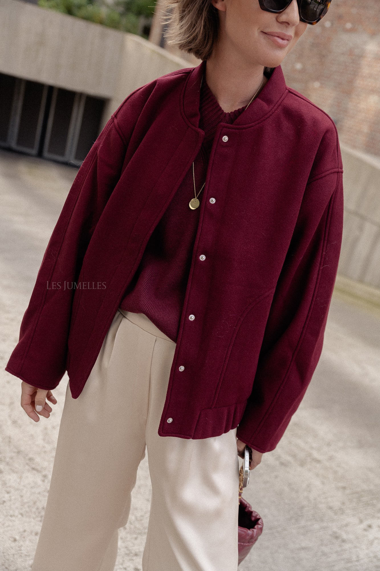 Oversized Geena bomberjas bordeaux