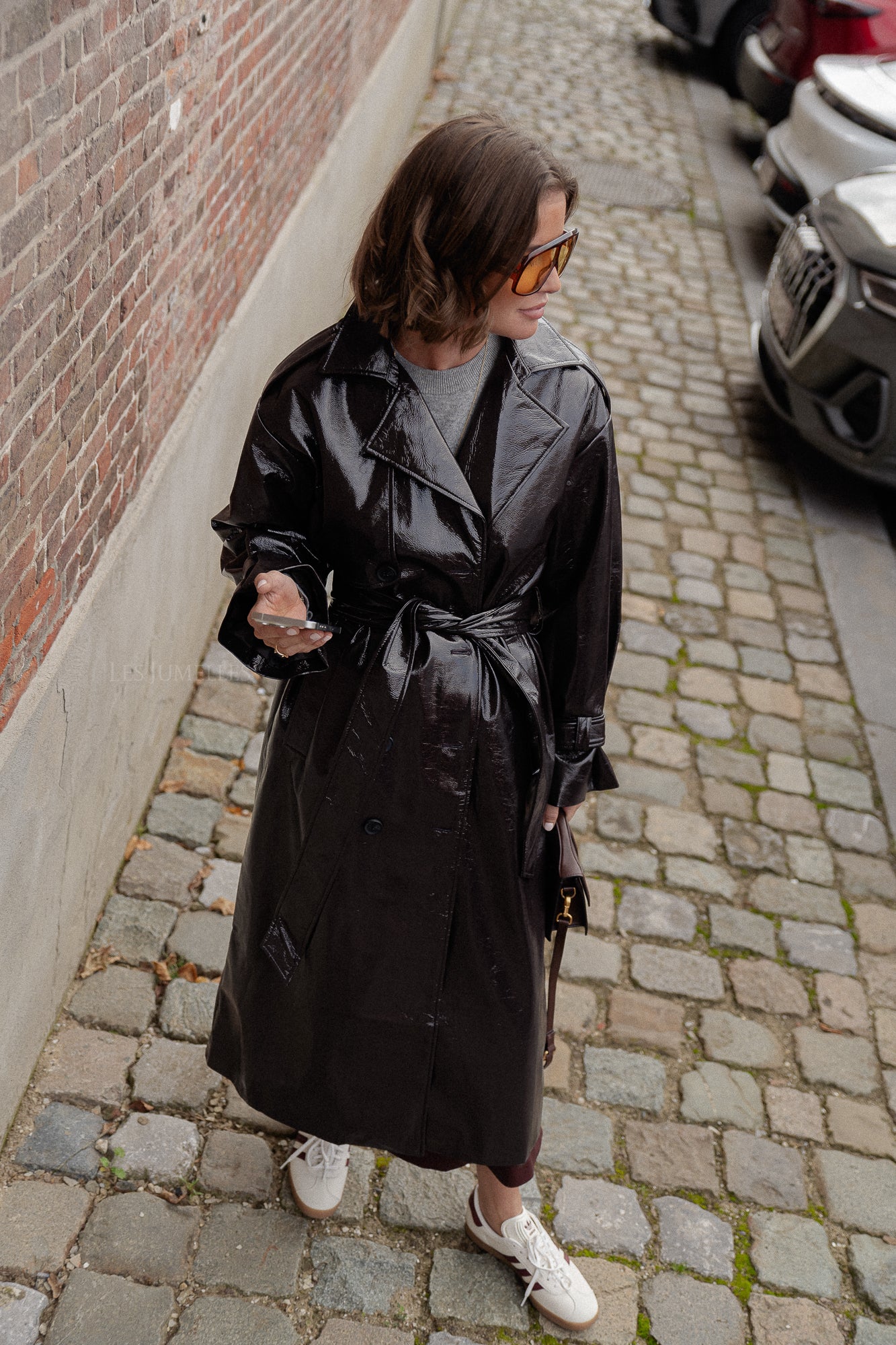 Trench-coat Reese en PU marron chocolat