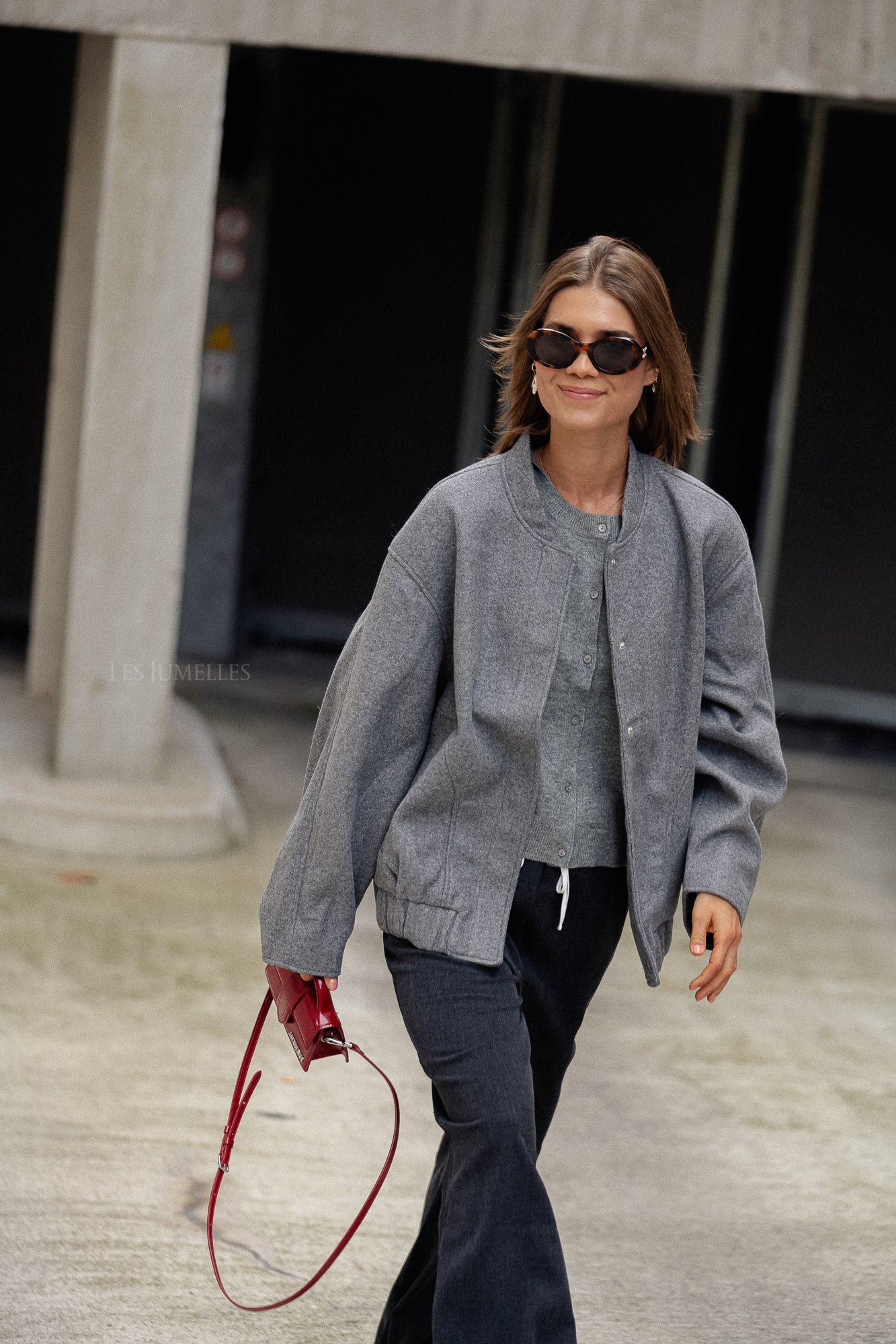 Veste bomber oversize Geena gris chiné